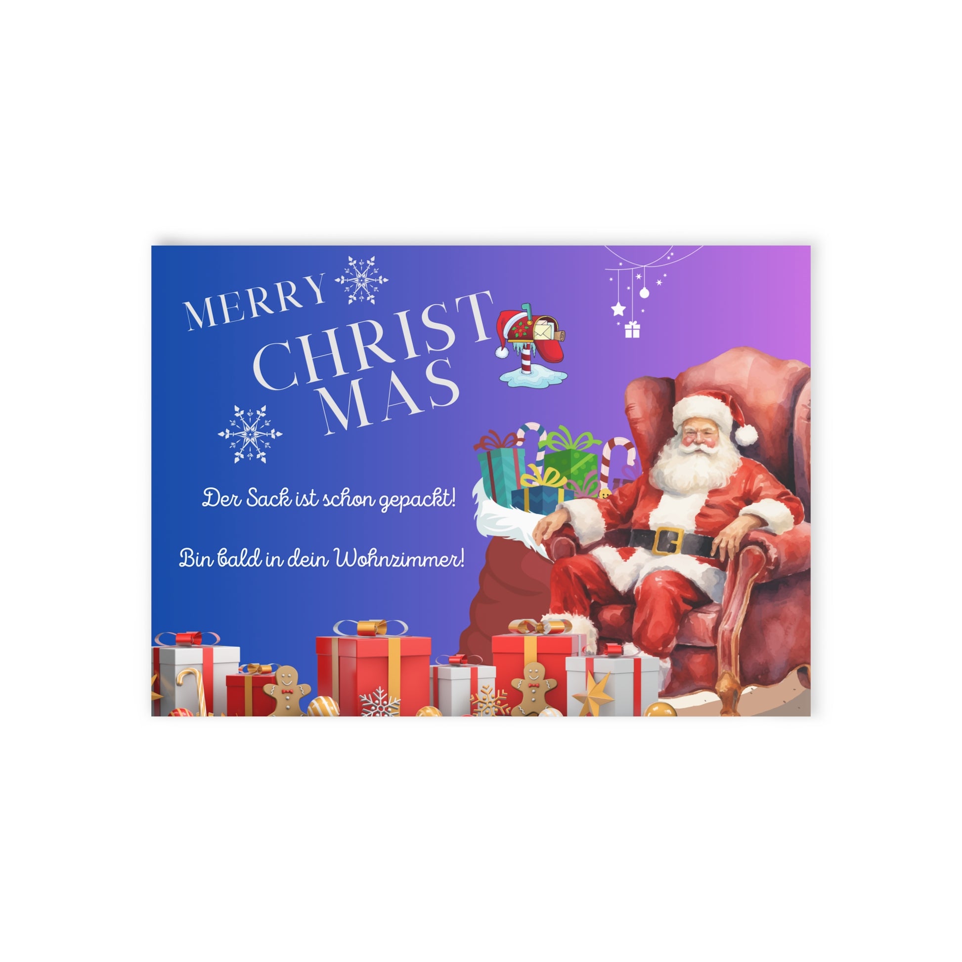 Fröhliche Weihnachtskarten, festliche Weihnachtsgrüße, Weihnachtsmann- und Rentier-Designs, zweiseitige Weihnachtseinladungen, saisonale Wünsche, perfektes Geschenk