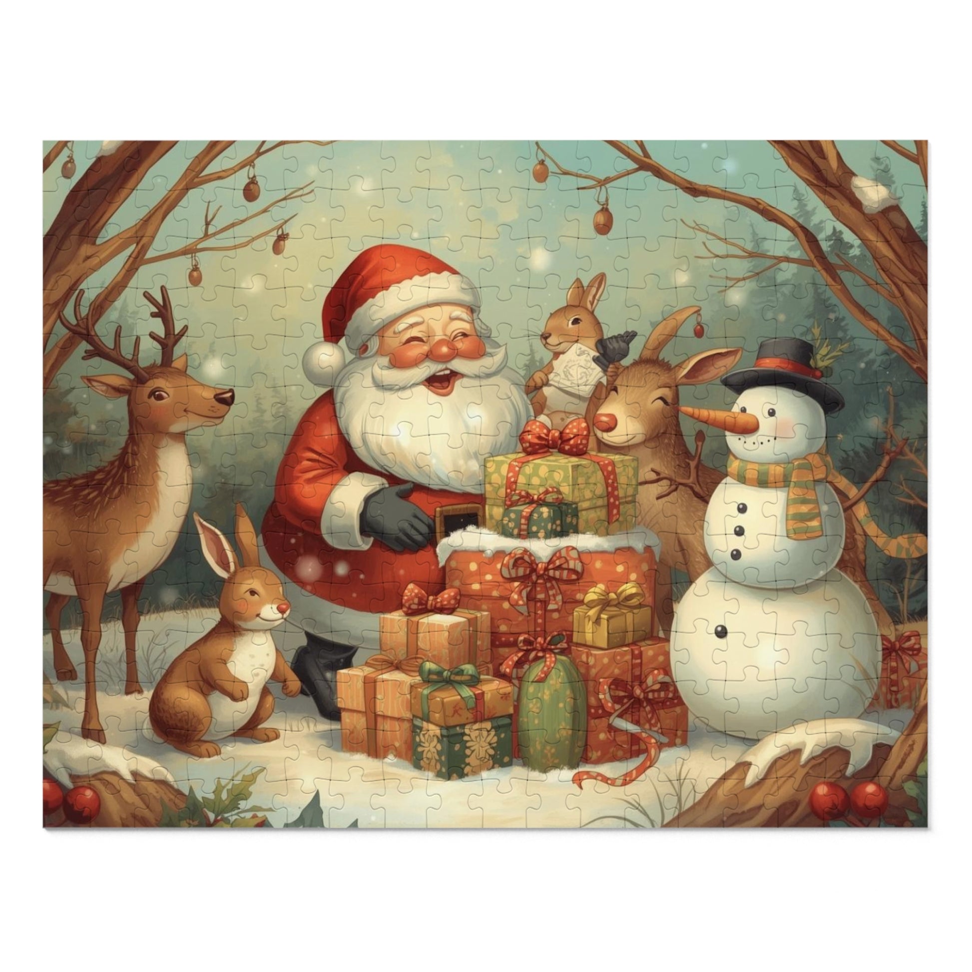 Weihnachtspuzzle, Urlaubsspaß, Familienaktivität, Geschenk für Kinder, Winterdeko, Weihnachtsmann und Freunde
