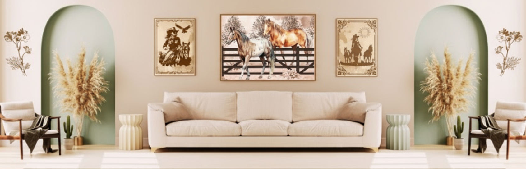 Alt-Familientruhe 
Auf dem Hero sind Pferdeposter und eine Abbildung von ein Wohnzimmer