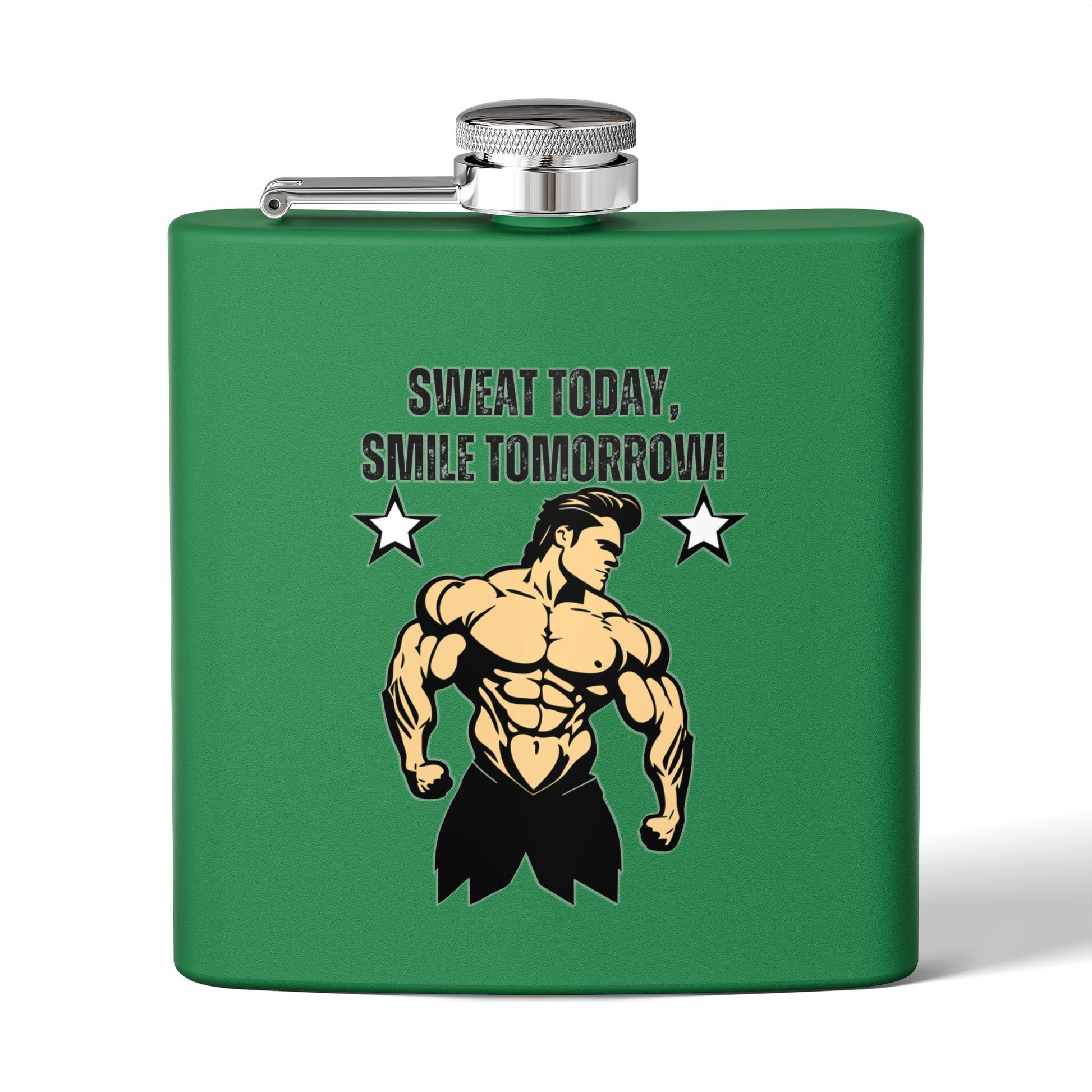 Motivierende Edelstahlflasche – 6 oz Fitnessstudio-Inspiration | Heute schwitzen, morgen lächeln!