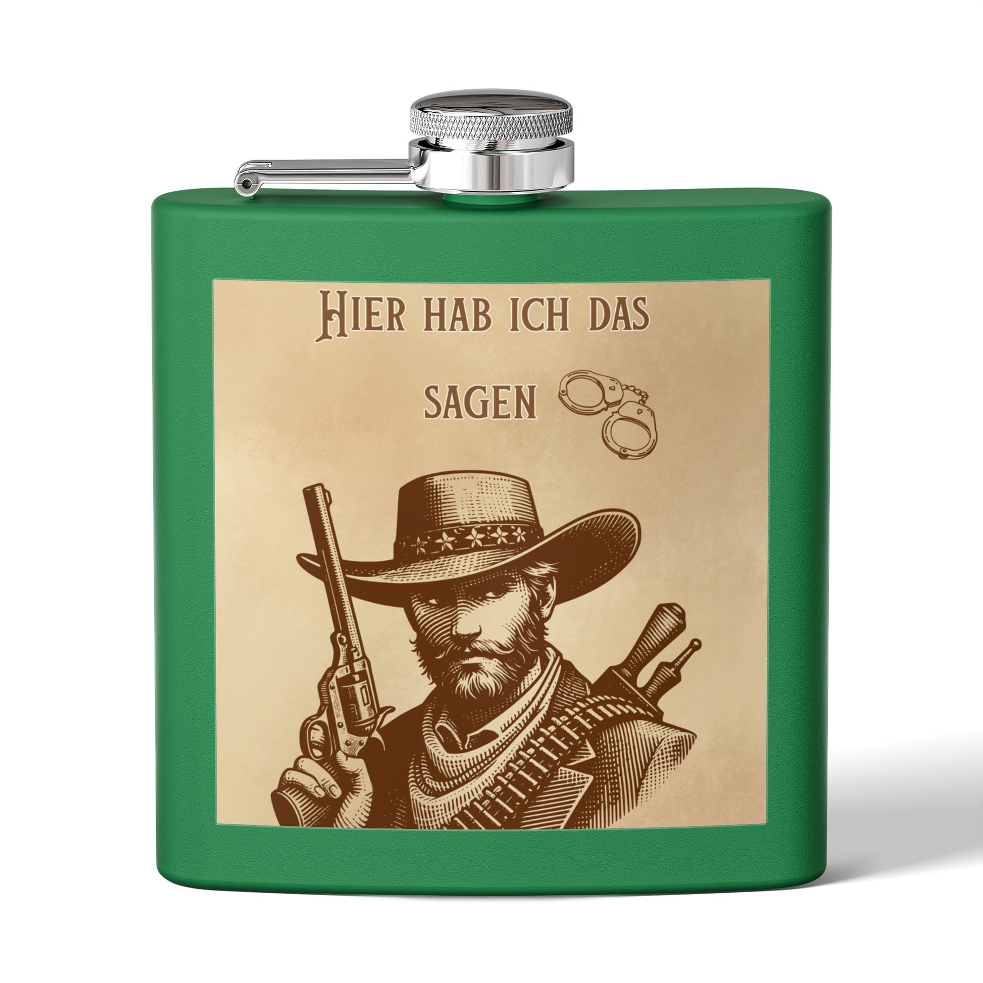 Western Cowboy Flask, Einzigartiges Bräutigam Geschenk, Rustikales Dekor, 6oz Edelstahl Flachmann, Cowboy Themen Barware, personalisierter Whisky Flask