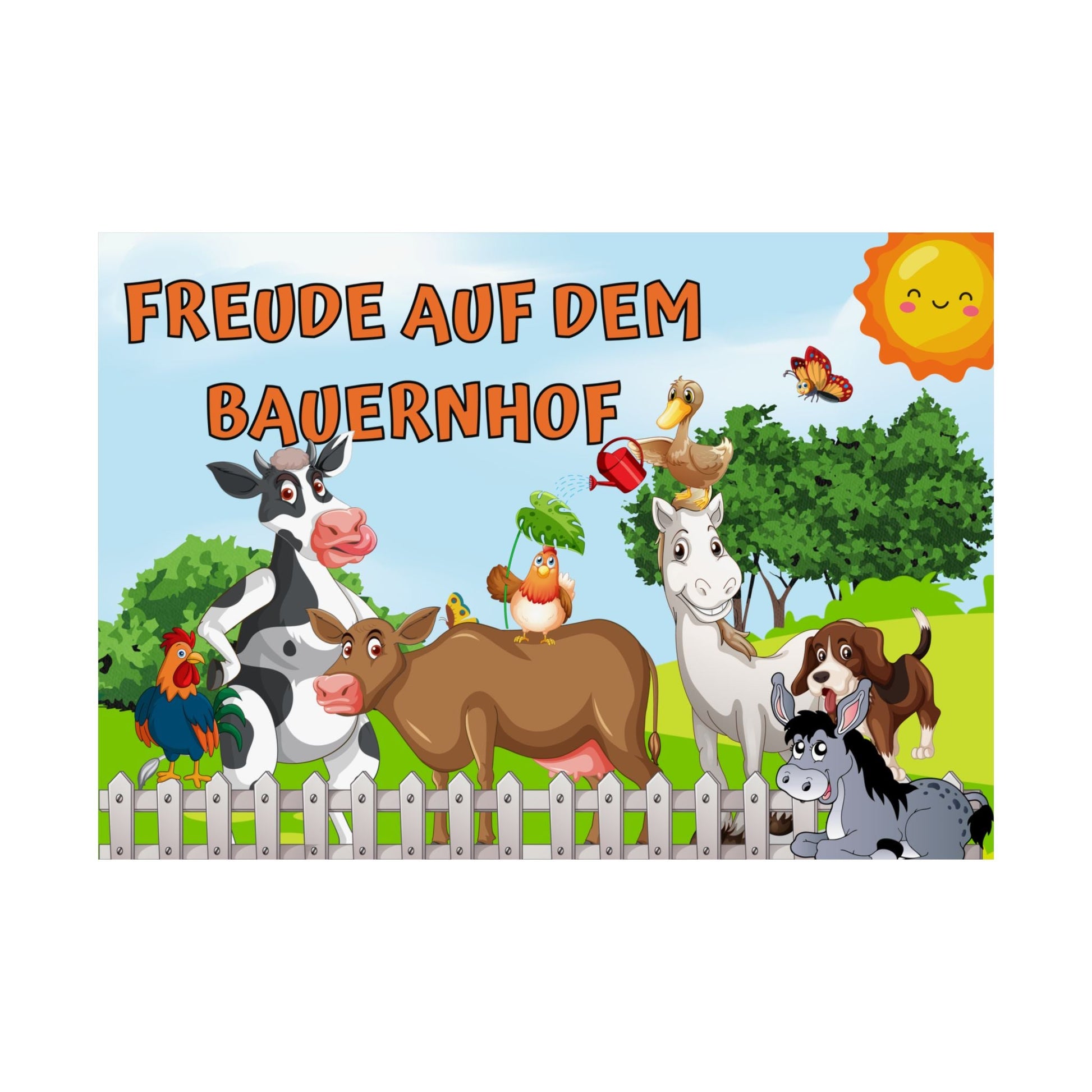 Bauernhof Tier Dekor Poster, Fröhlicher Bauernhof Kunstdruck - Familientruhe