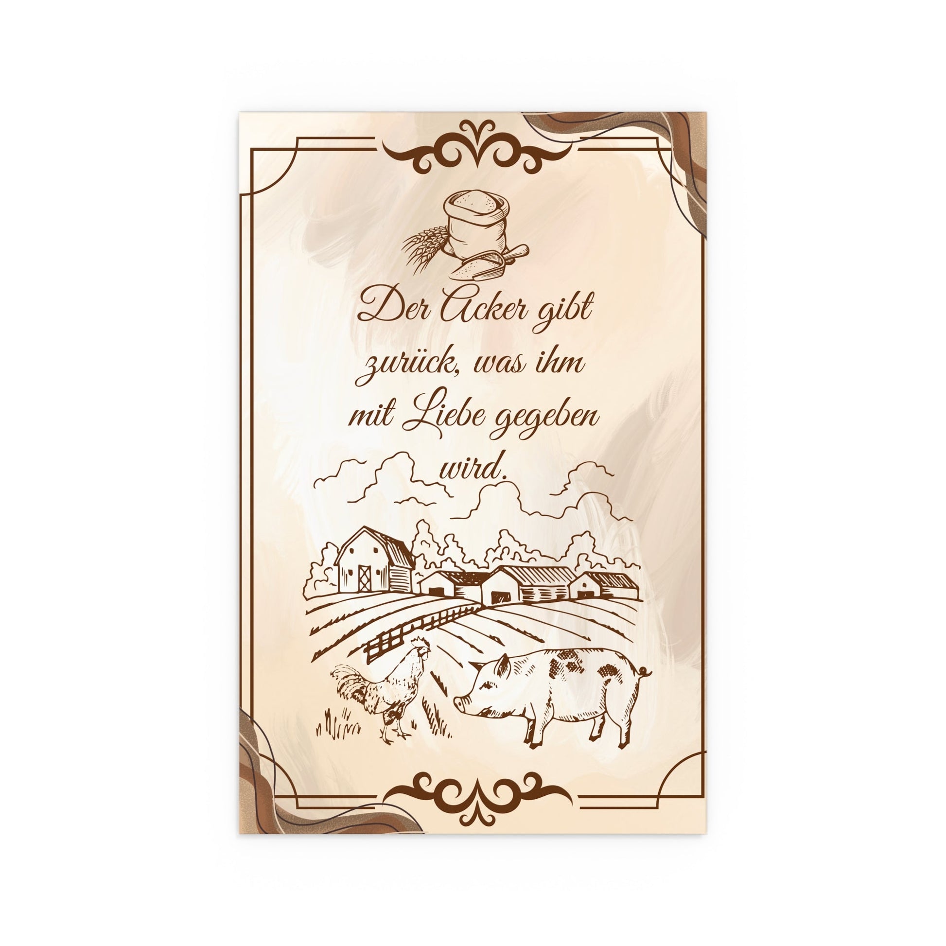 Bezaubernde Seidenposter, Bauernhaus - Dekor, rustikale Wandkunst - Familientruhe