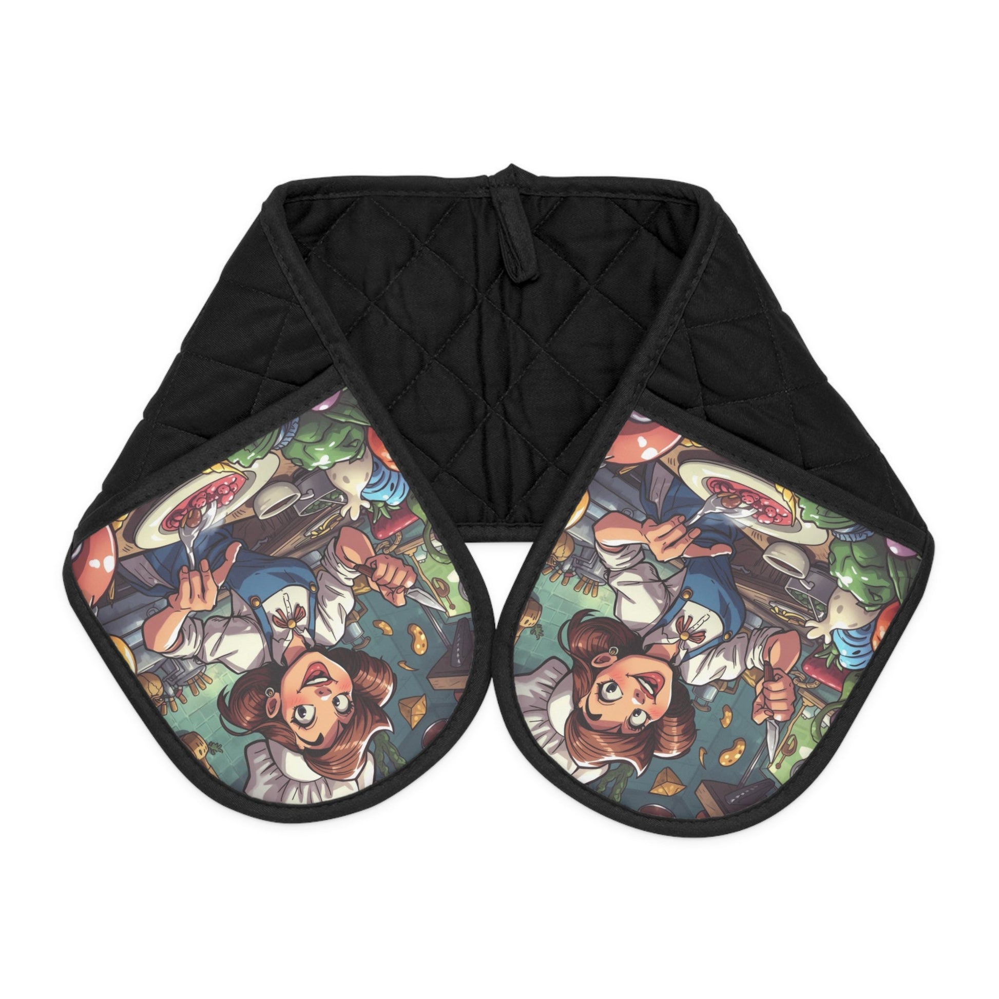 Bunte Retro - Koch - Ofenhandschuhe, Küchenaccessoire, Geschenk - Familientruhe