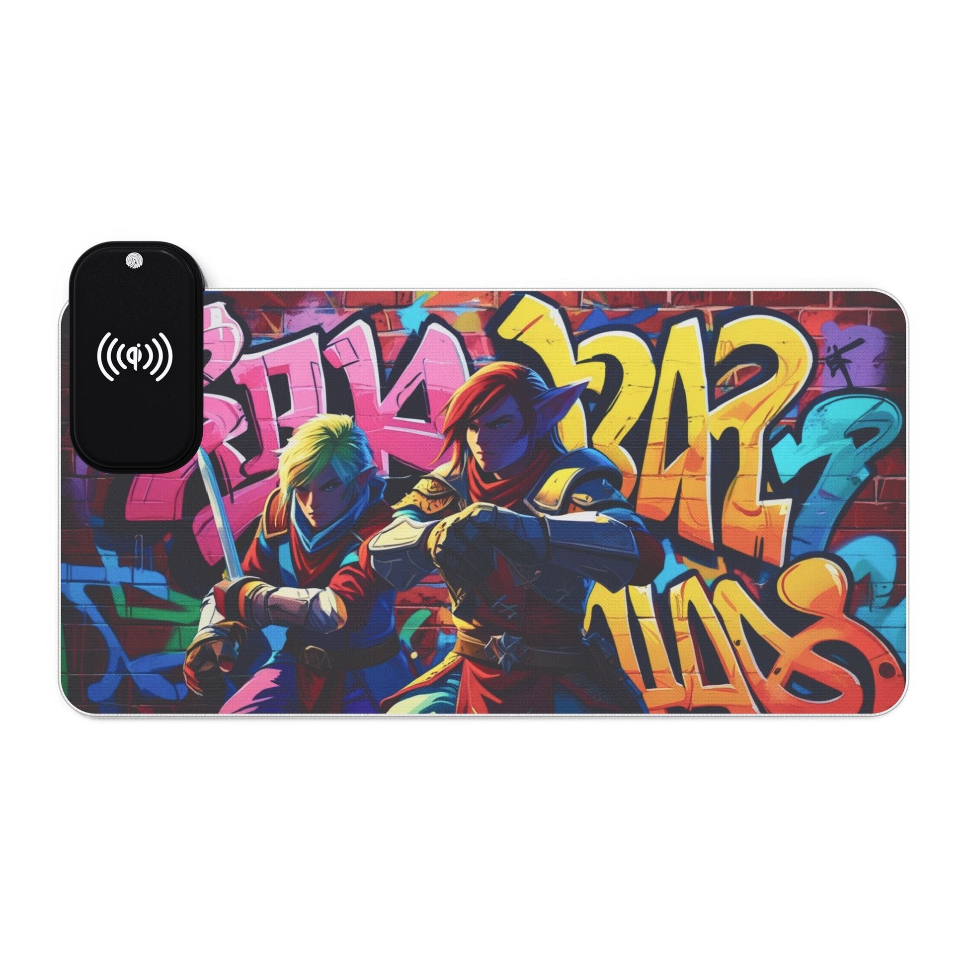 Buntes Gaming - Mauspad mit kabelloser Aufladung, individuelles LED - Design - Familientruhe