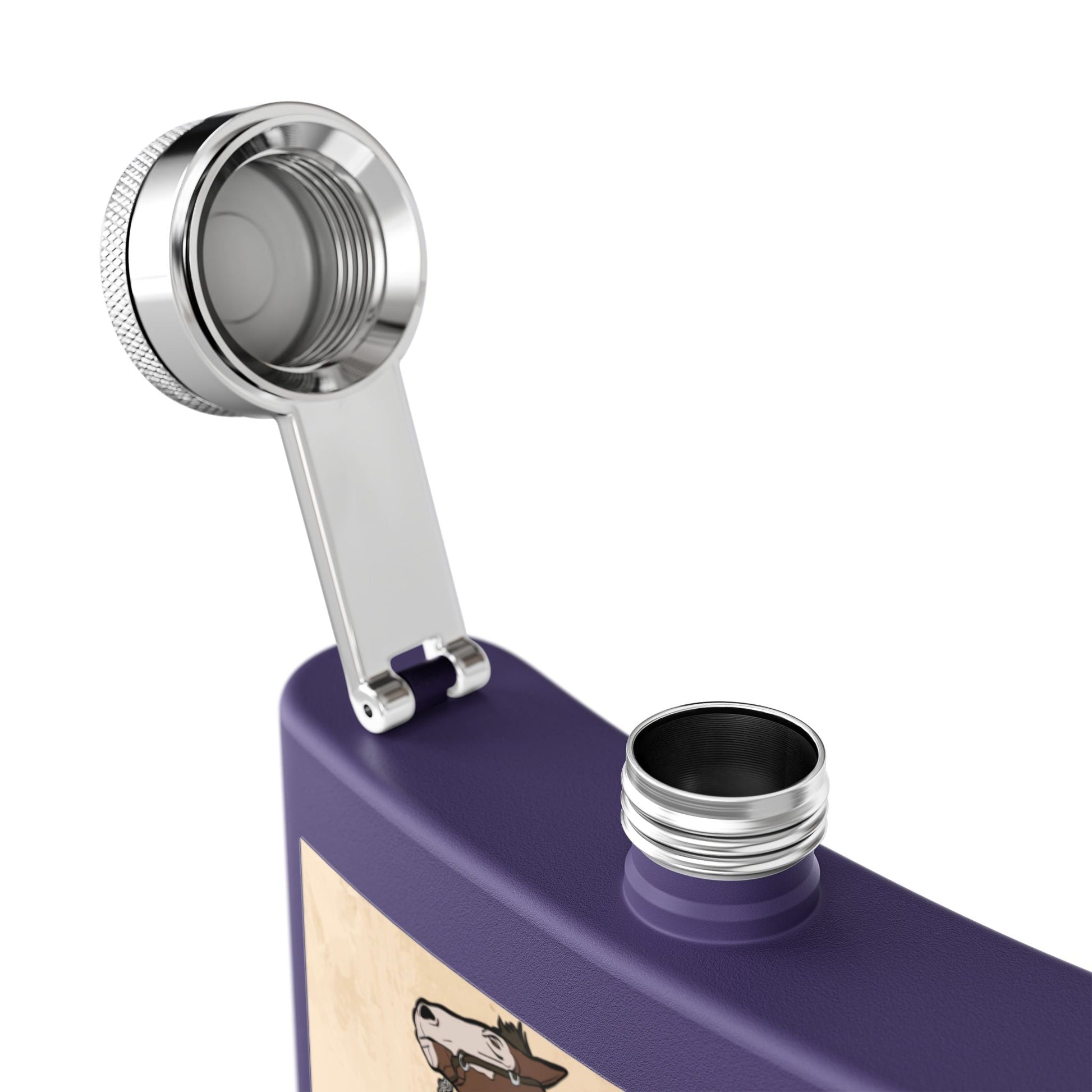 Edelstahl - Flachmann mit Cowboy - Motiv Trinkgefäß für Abenteurer - Familientruhe