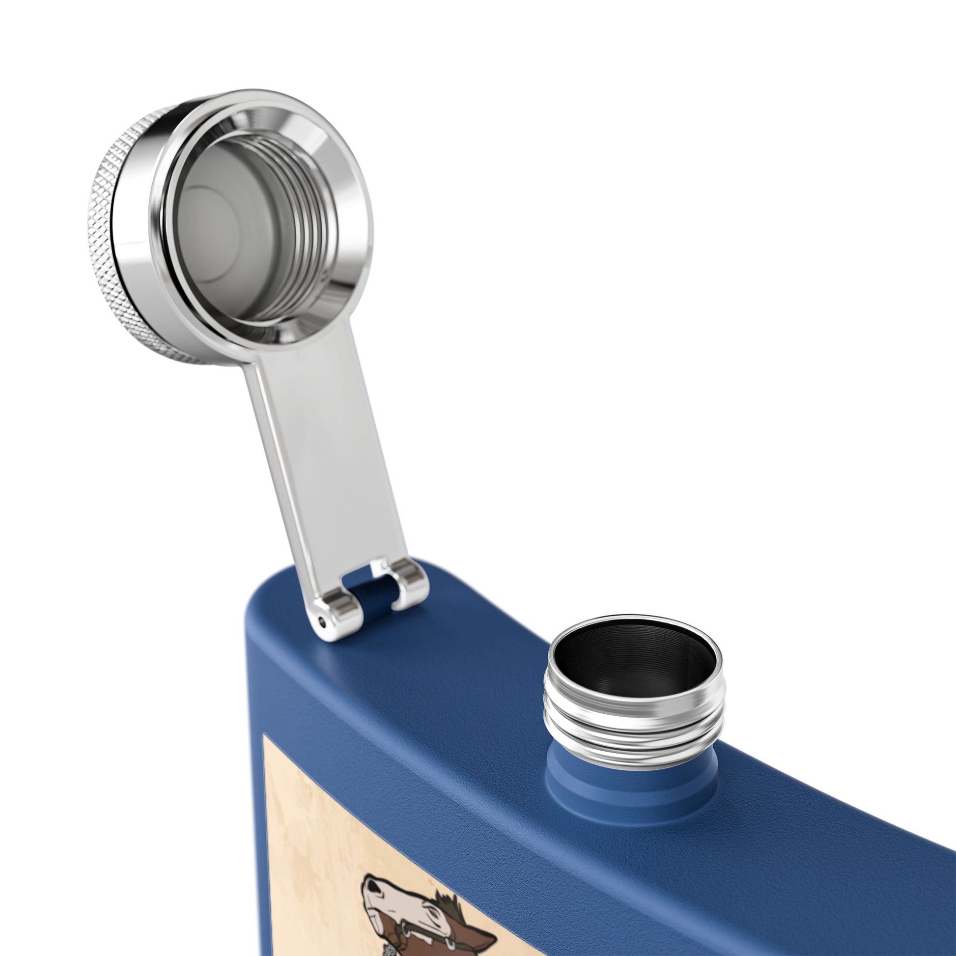 Edelstahl - Flachmann mit Cowboy - Motiv Trinkgefäß für Abenteurer - Familientruhe