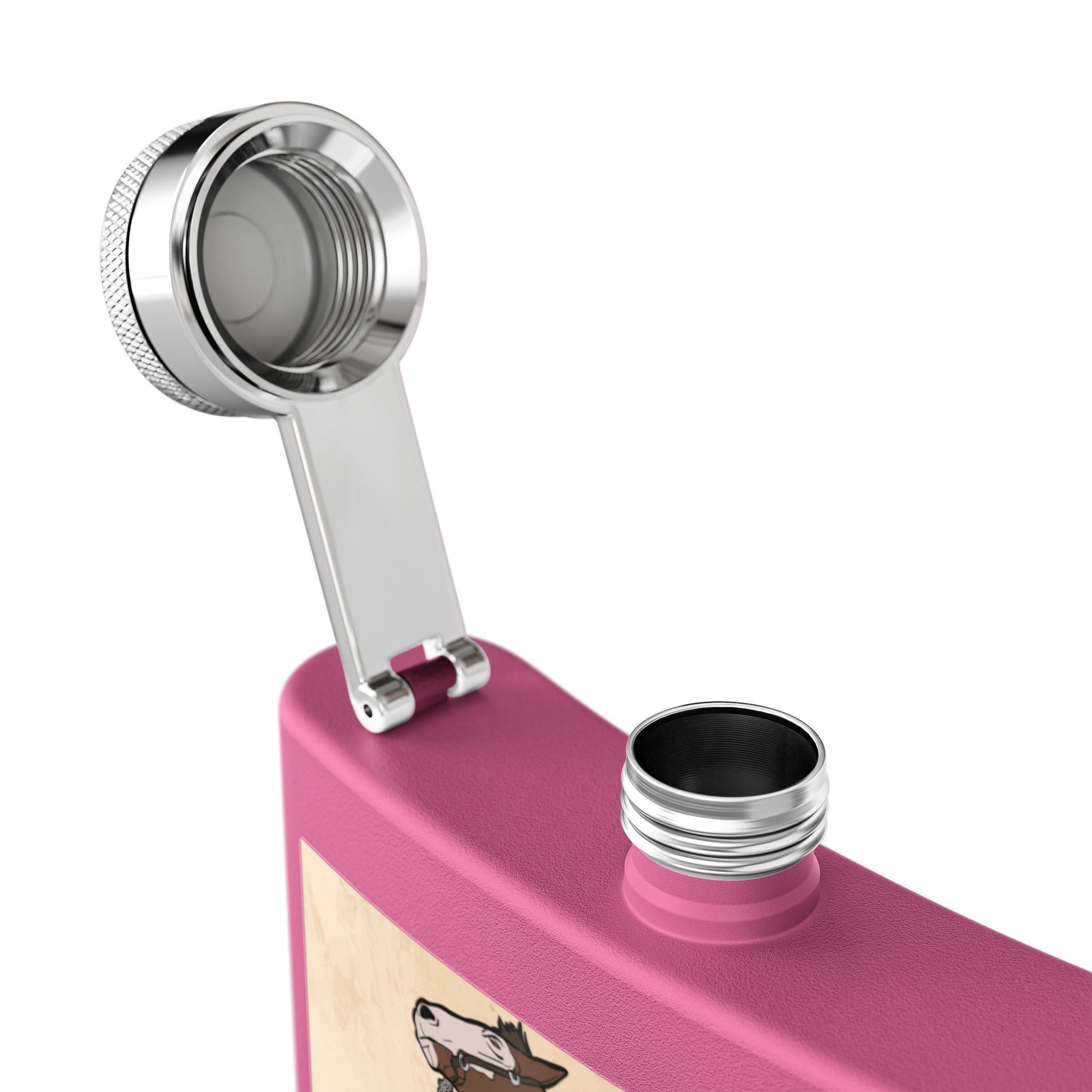 Edelstahl - Flachmann mit Cowboy - Motiv Trinkgefäß für Abenteurer - Familientruhe