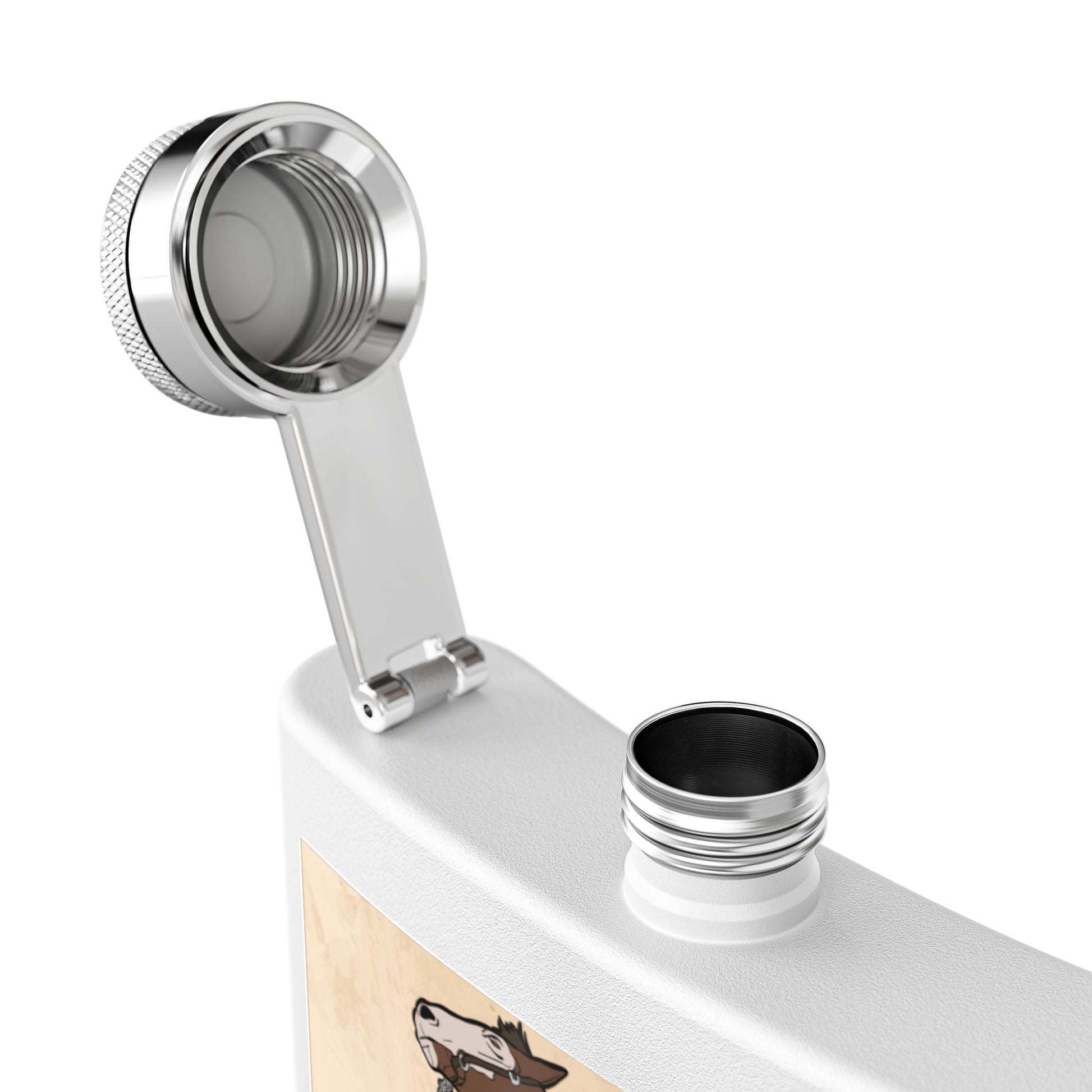 Edelstahl - Flachmann mit Cowboy - Motiv Trinkgefäß für Abenteurer - Familientruhe