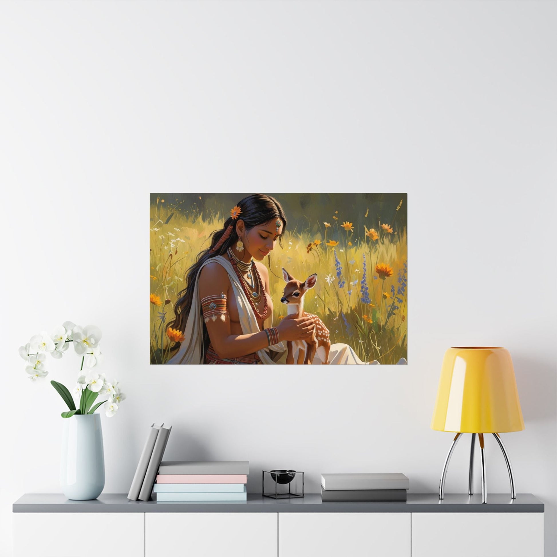 Elegante, von der Natur inspirierte Satin - Poster, Boho - Wandkunst - Familientruhe