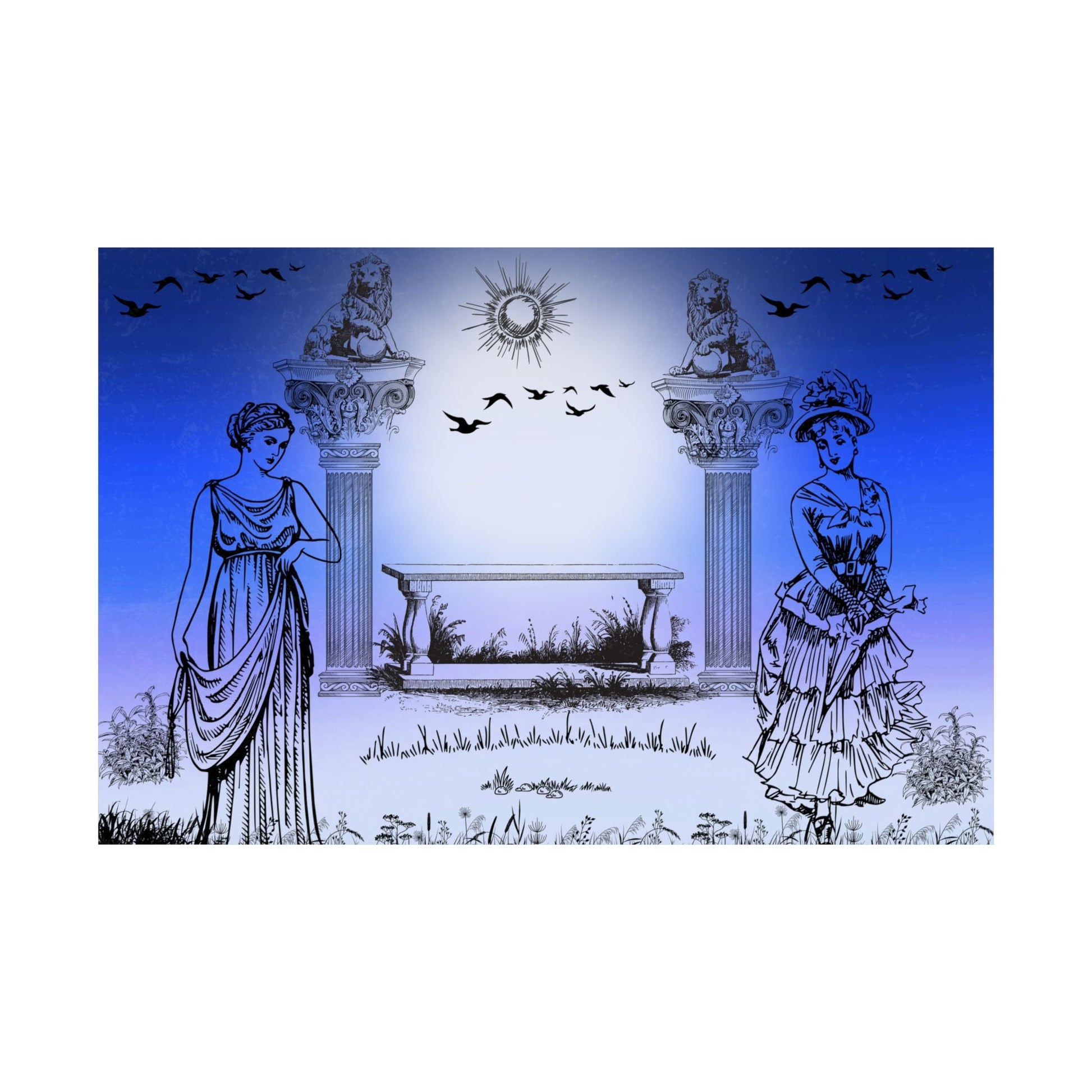 Elegantes Satin Poster Kunstdruck, Vintage Dekor, Home Wall Art - Familientruhe