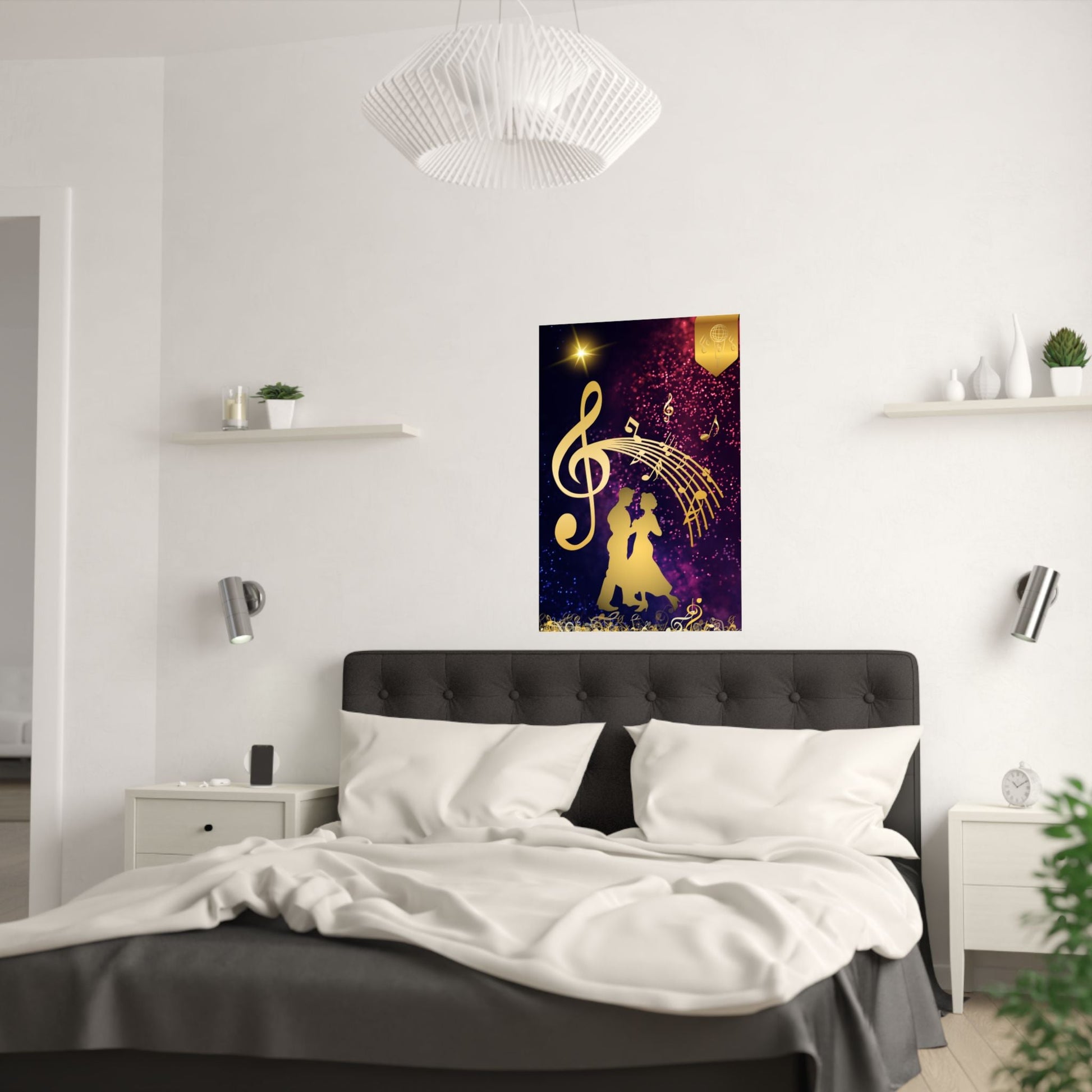 Elegantes Satin - Poster mit Musikthema, romantische Wandkunst - Familientruhe