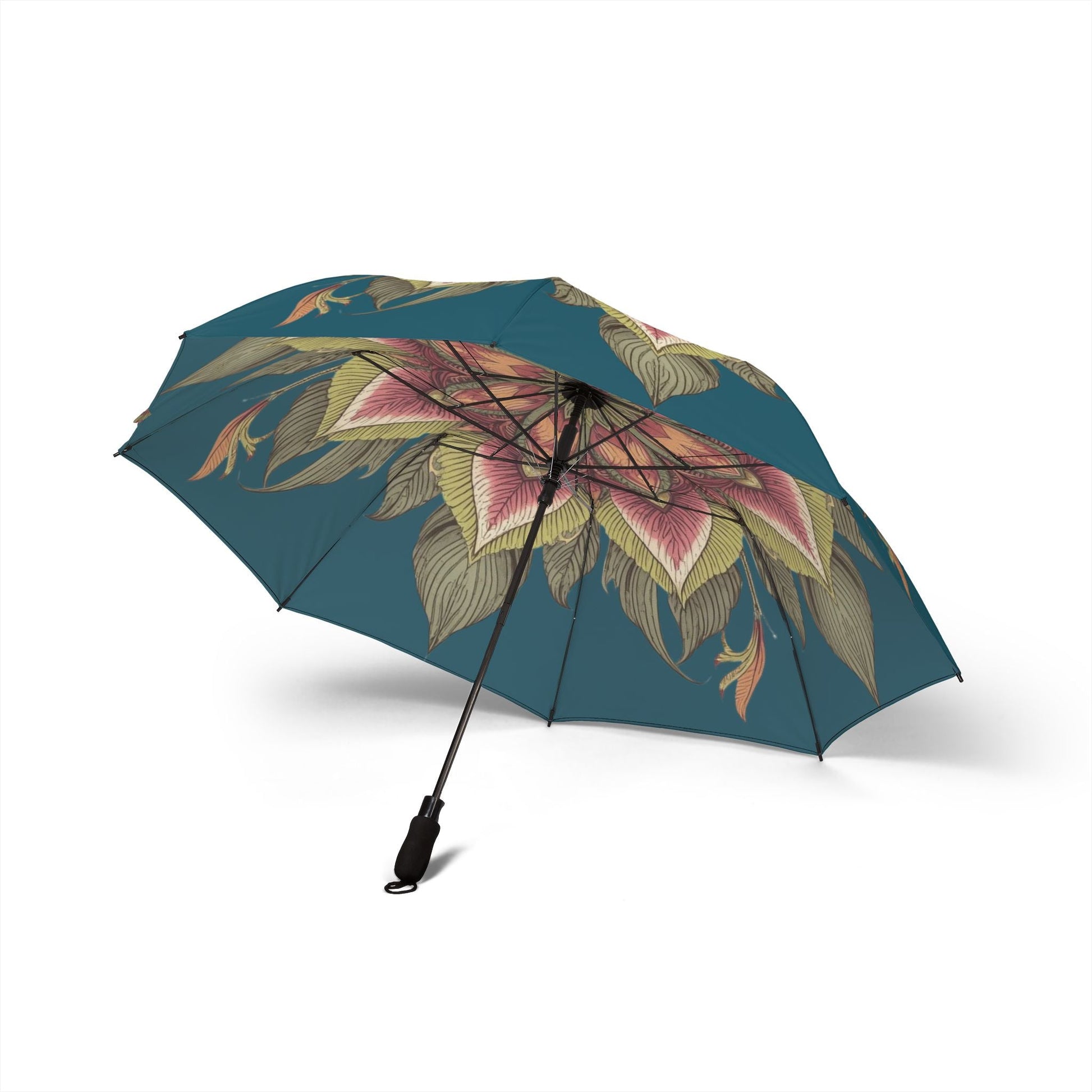 Farbenfroher Regenschirm mit Blumenmuster, künstlerischer Faltschirm - Familientruhe