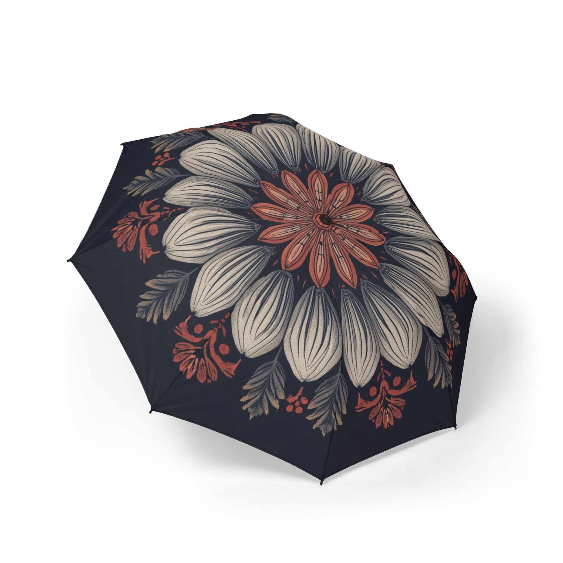 Halbautomatischer Falt - Regenschirm mit floralem Design - Familientruhe