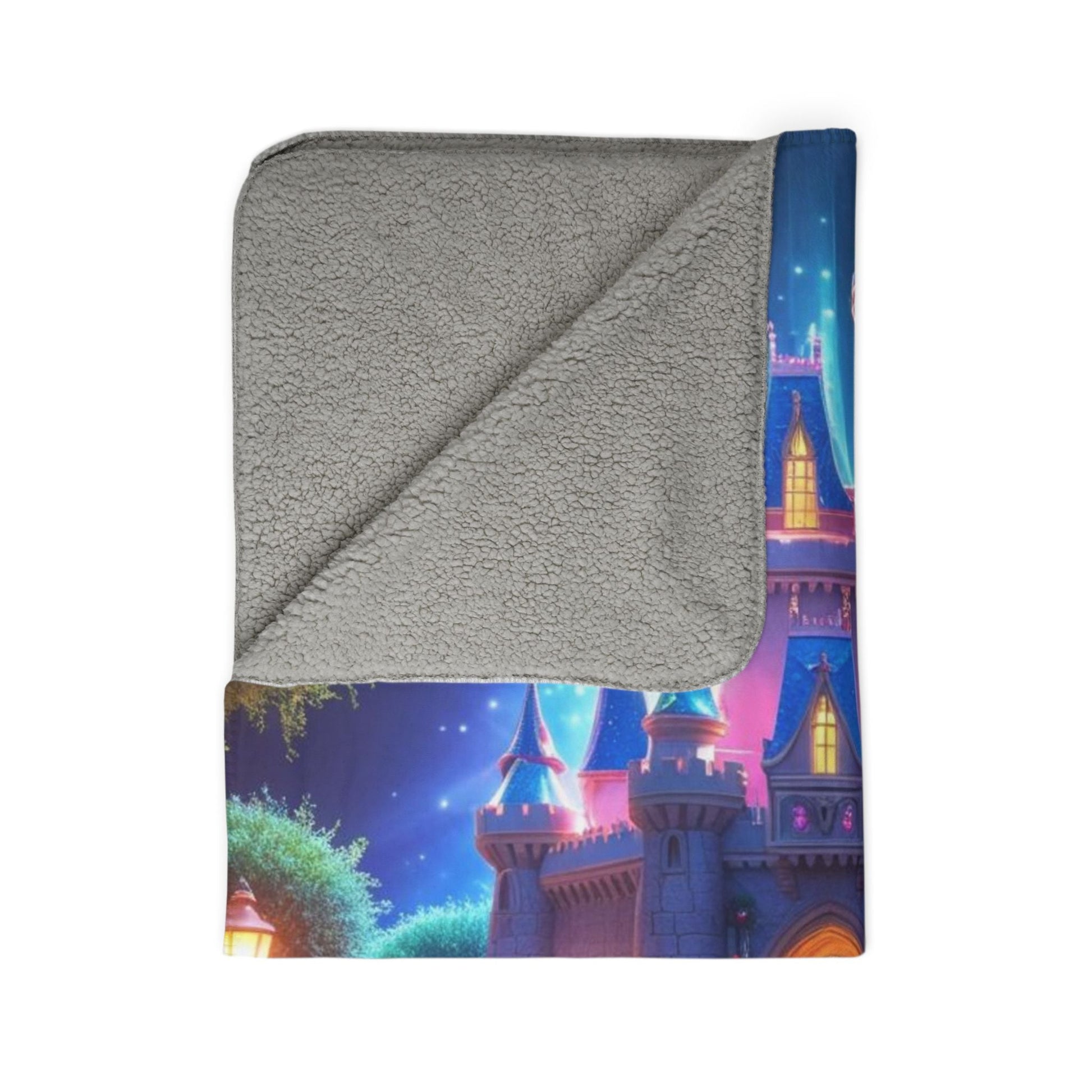 Kuschelige Märchen - Fleece - Sherpa - Decke mit bezauberndem Schloss - Design - Familientruhe