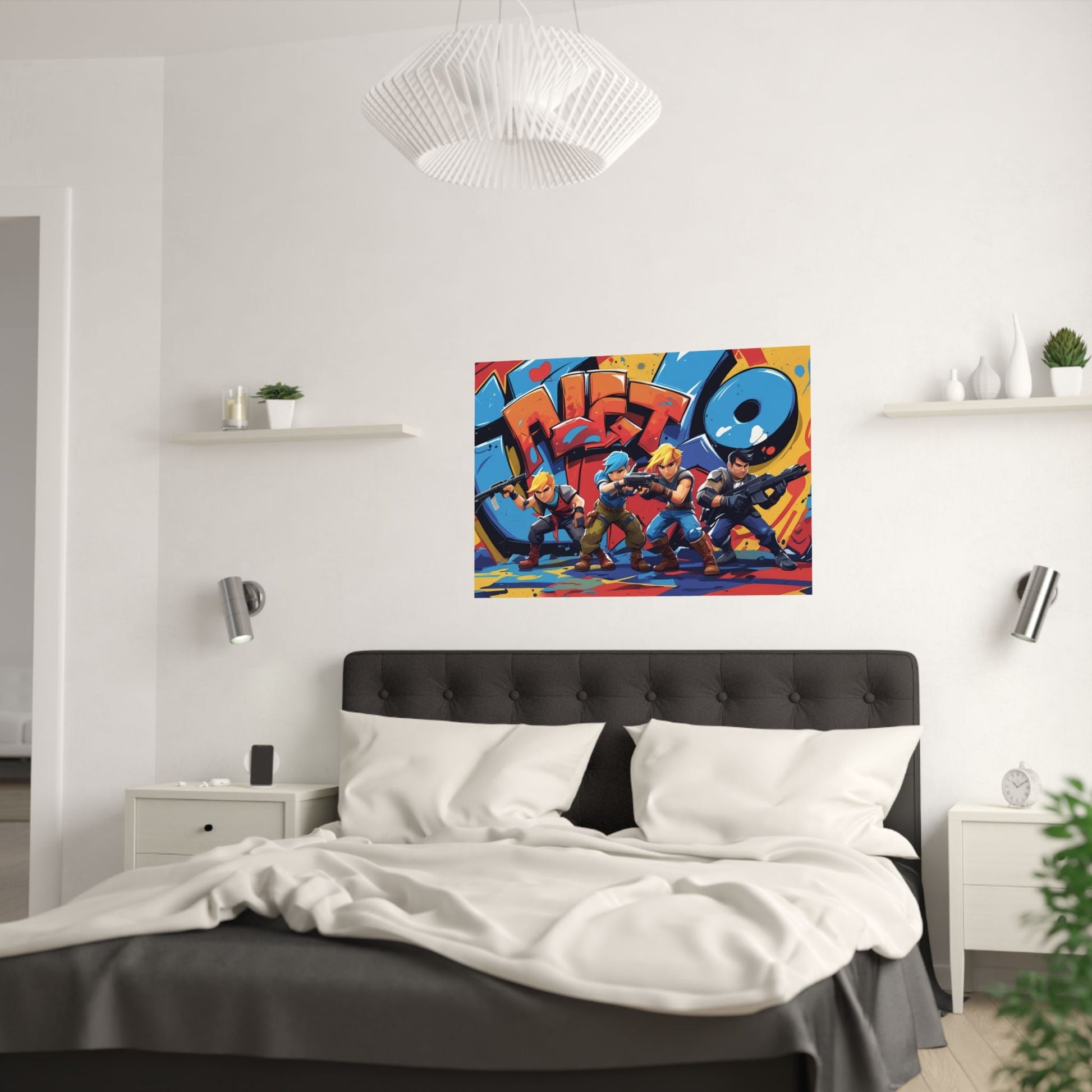 Lebendige Satin - Poster für Gamer, bunte Wandkunst - Familientruhe