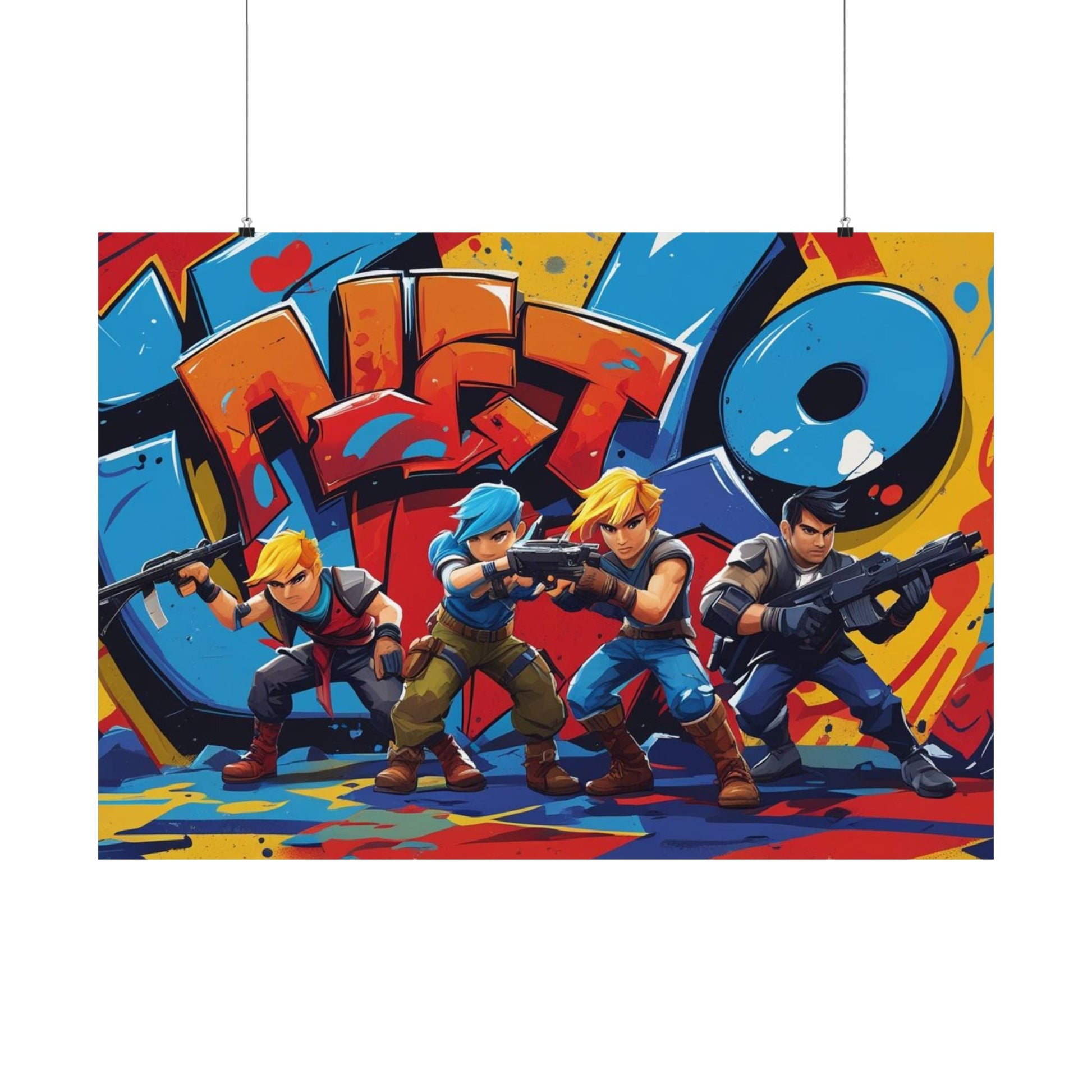 Lebendige Satin - Poster für Gamer, bunte Wandkunst - Familientruhe