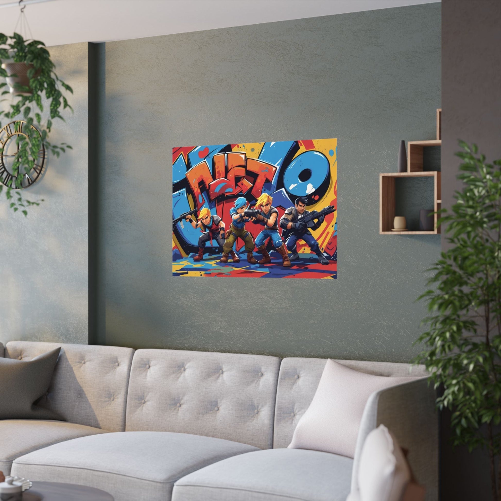 Lebendige Satin - Poster für Gamer, bunte Wandkunst - Familientruhe