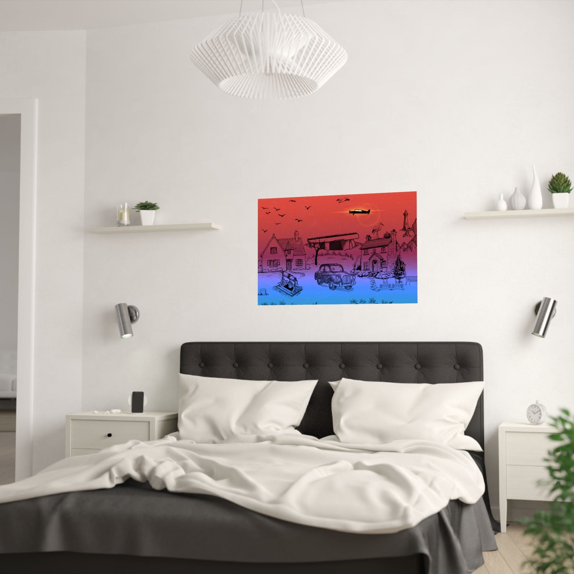 Lebendige Satin - Wandkunstdrucke, Wohndekor, bunte Poster - Familientruhe