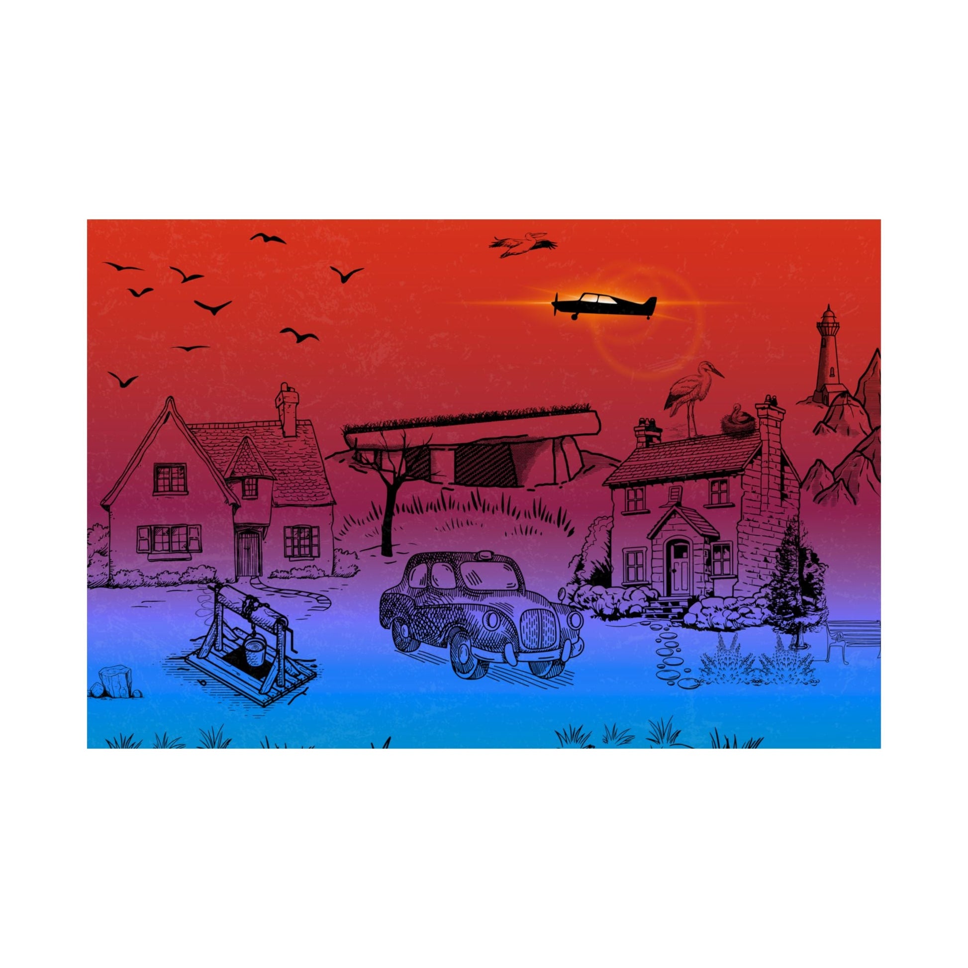 Lebendige Satin - Wandkunstdrucke, Wohndekor, bunte Poster - Familientruhe