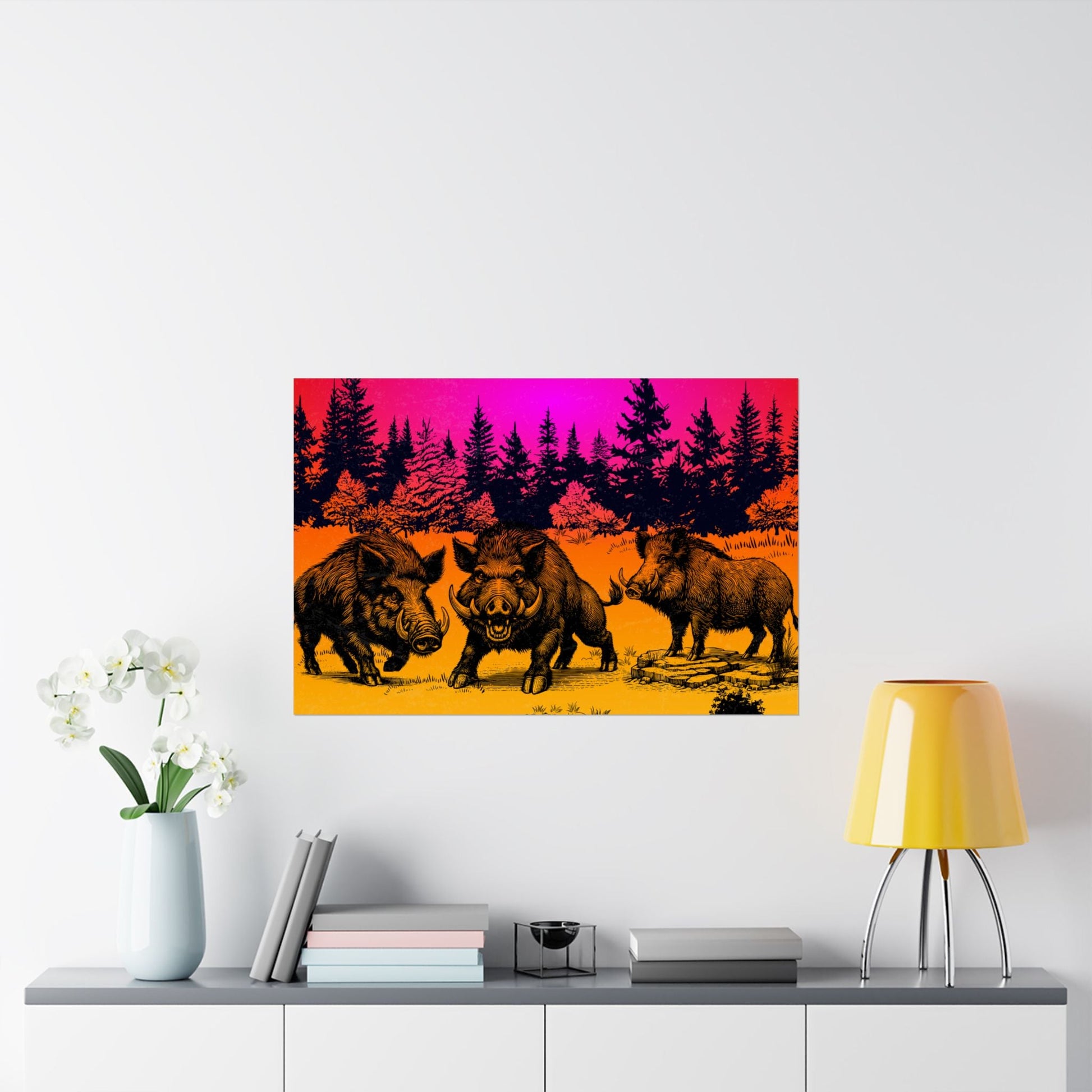 Lebendige Wildschwein Kunstdrucke, Wildtier Wanddekoration - Familientruhe