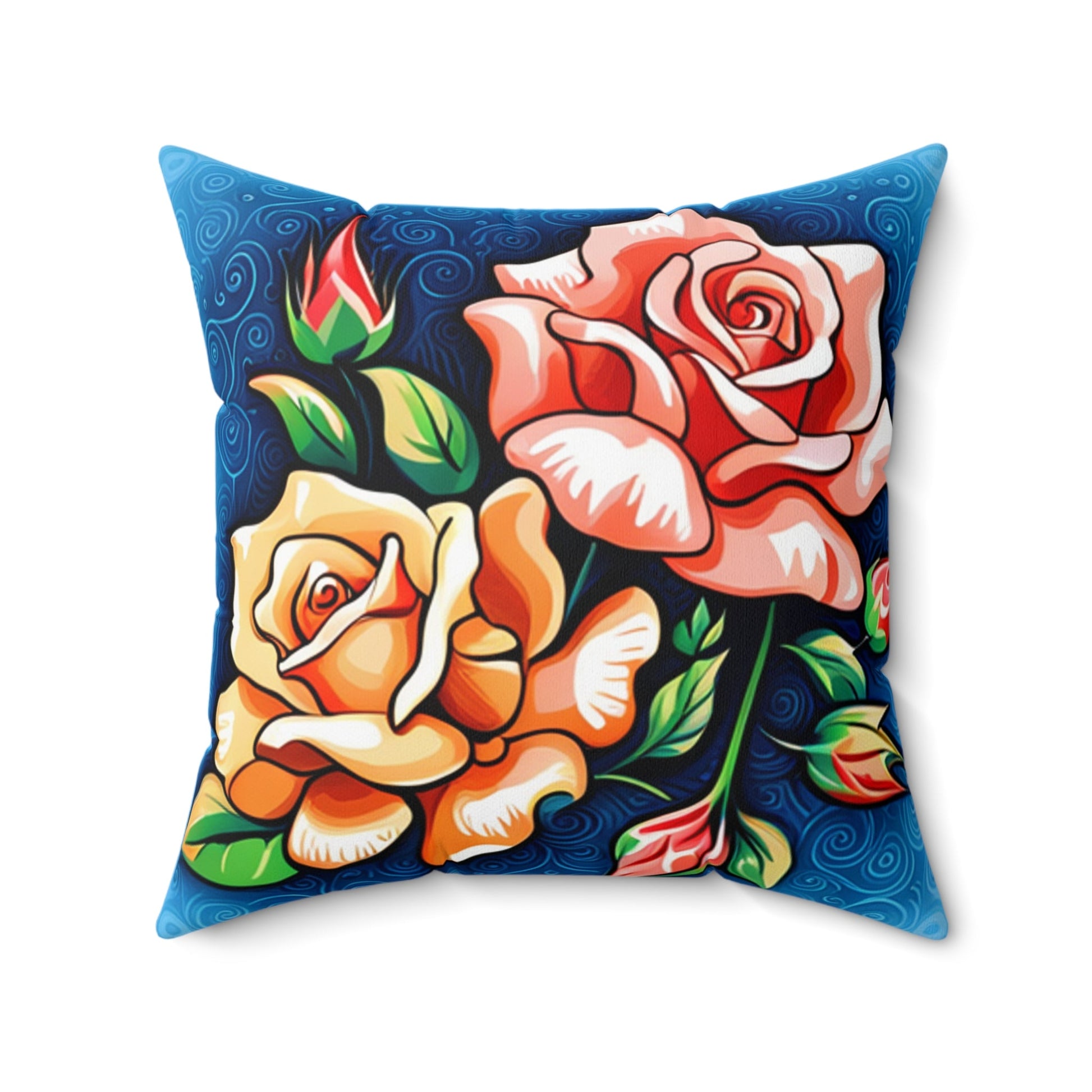 Lebendiges Blumenkissen, Boho Home Dekor, Rosen Akzentkissen - Familientruhe