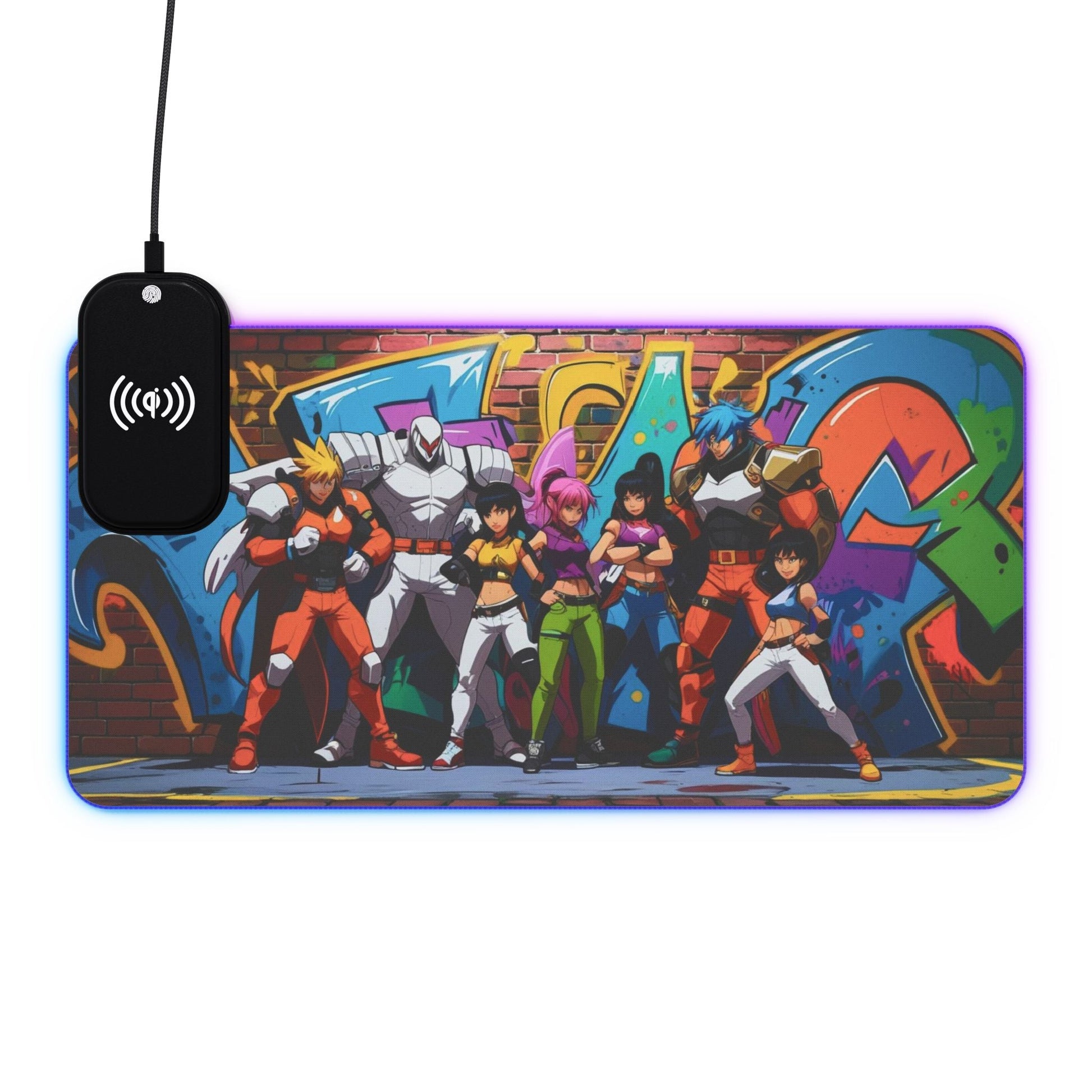 LED - Gaming - Mauspad mit kabelloser Aufladung Lebendiges Anime - Design - Familientruhe