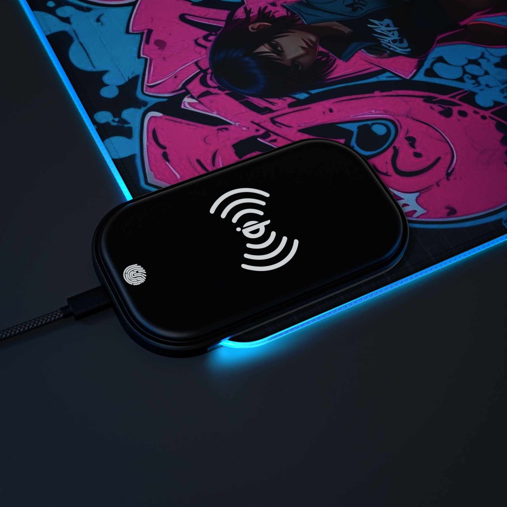 LED - Gaming - Mauspad mit kabelloser Aufladung, RGB - Leucht - Schreibtischmatte - Familientruhe