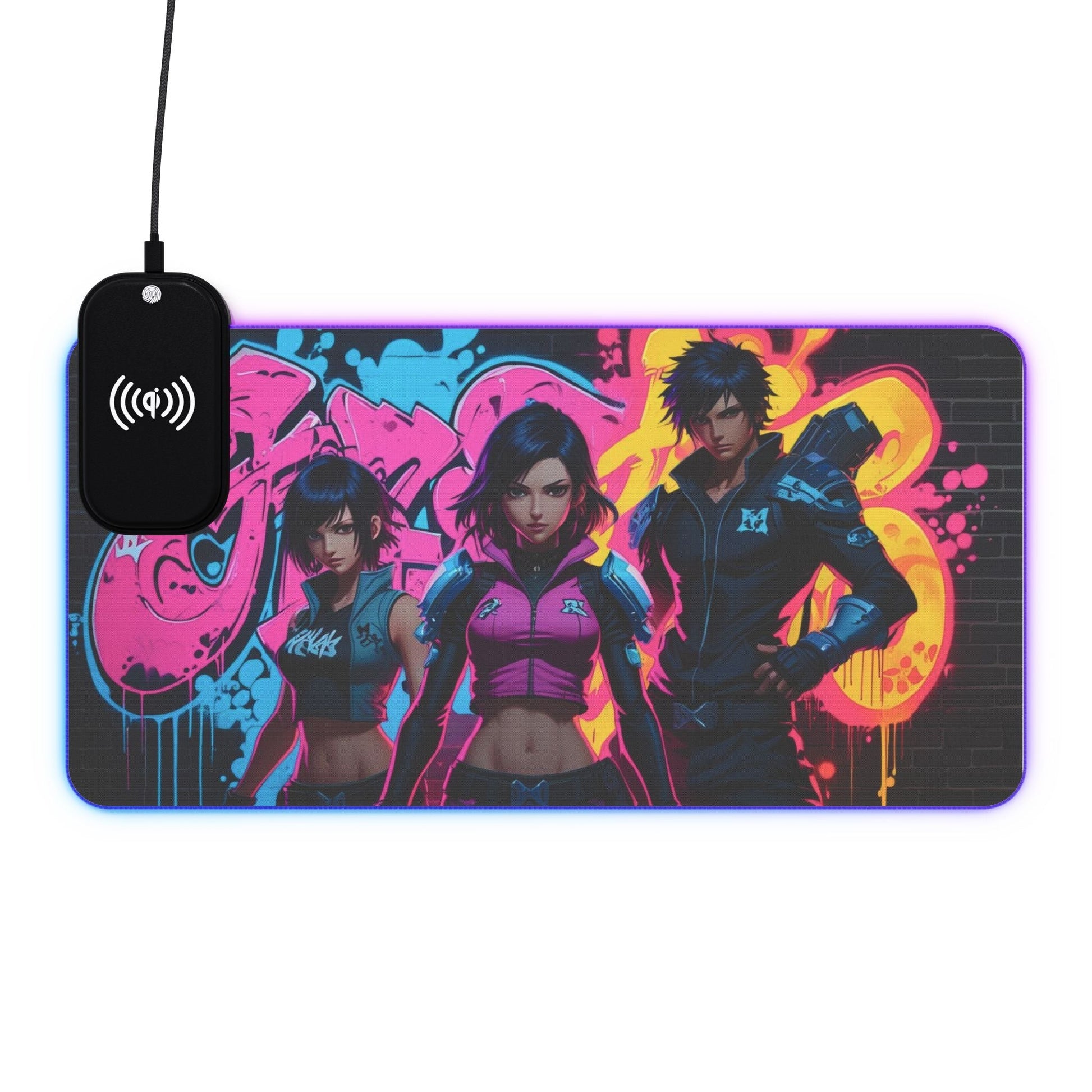 LED - Gaming - Mauspad mit kabelloser Aufladung, RGB - Leucht - Schreibtischmatte - Familientruhe