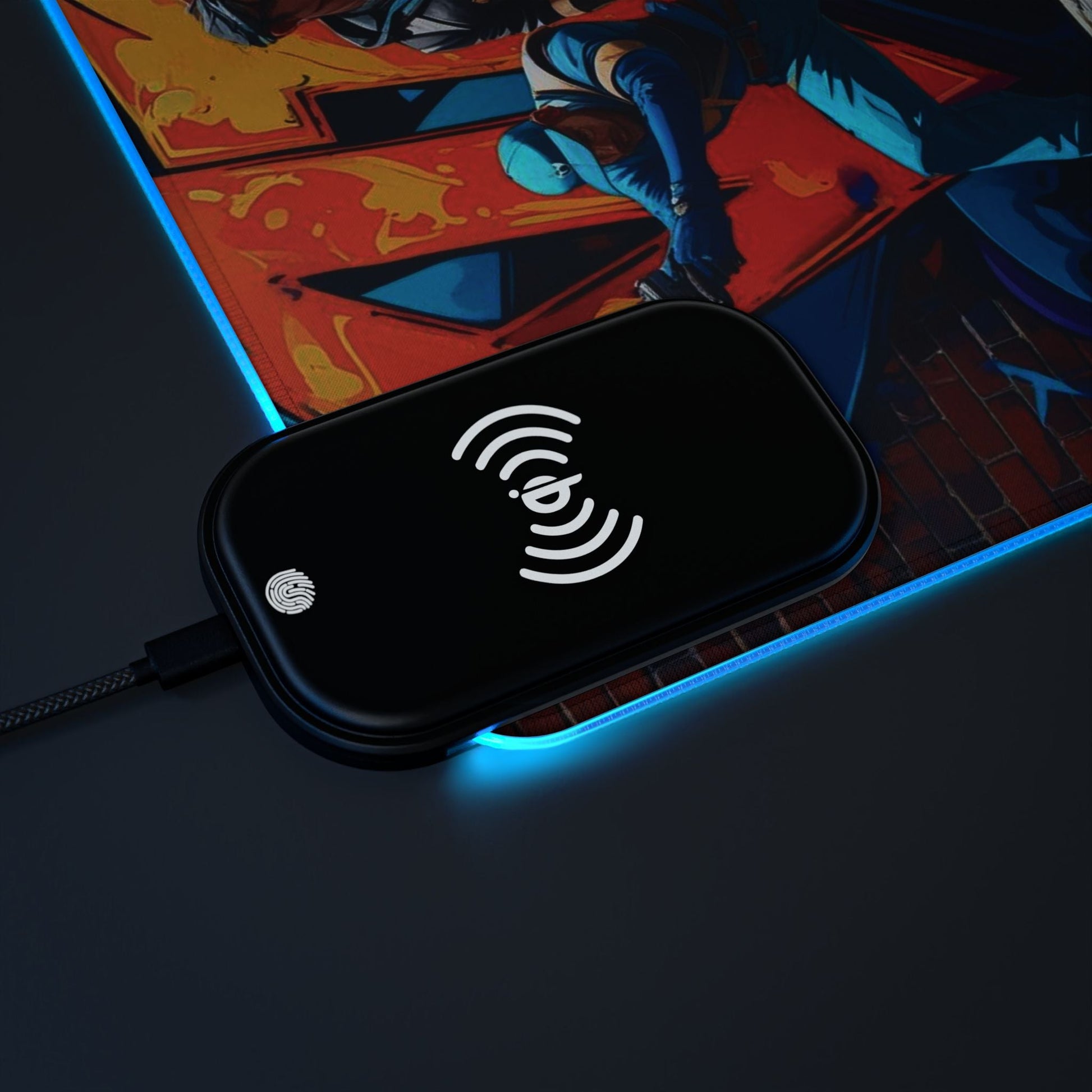 LED - Kabelloses Gaming - Mauspad mit Ladestation, RGB - Schreibtischmatte - Familientruhe