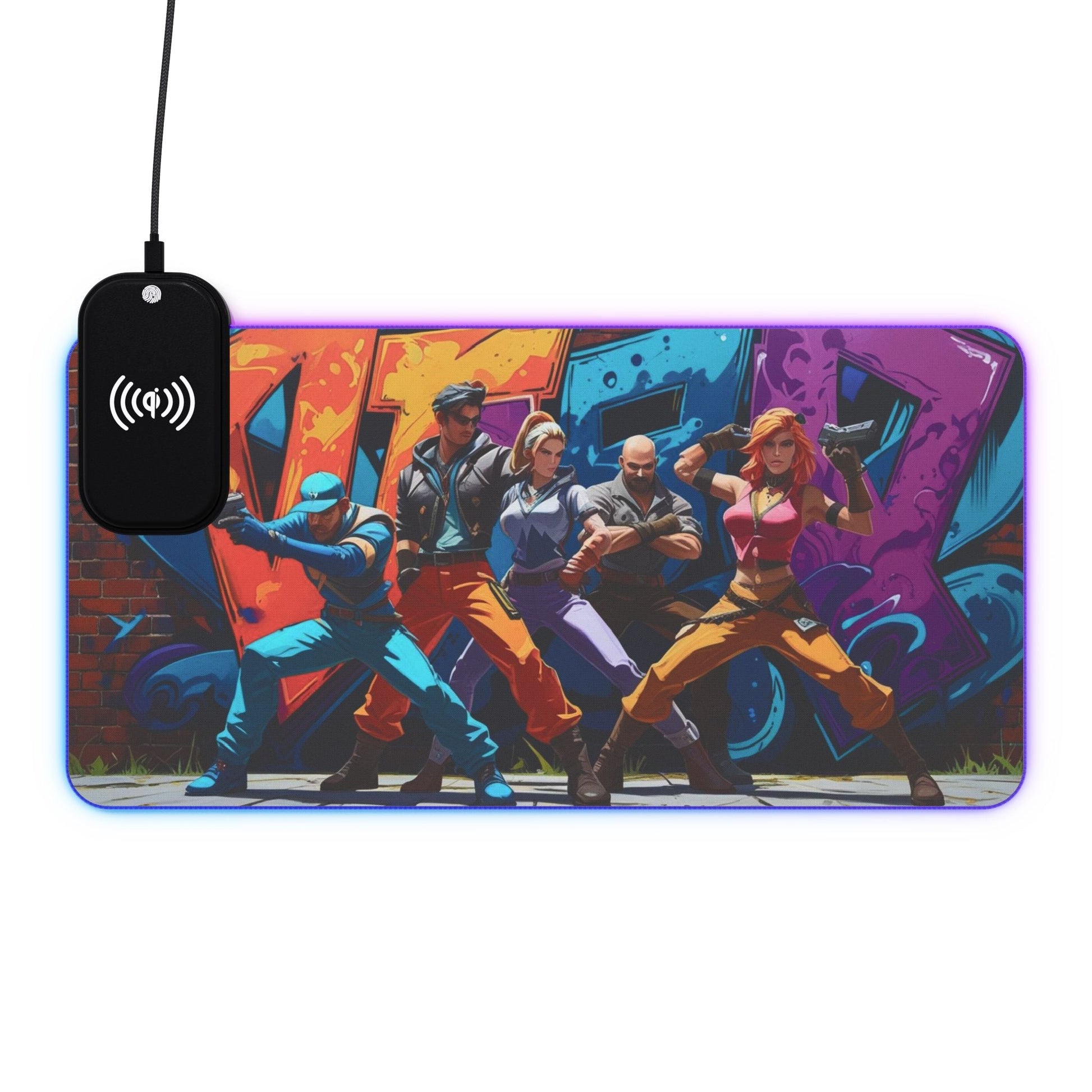 LED - Kabelloses Gaming - Mauspad mit Ladestation, RGB - Schreibtischmatte - Familientruhe