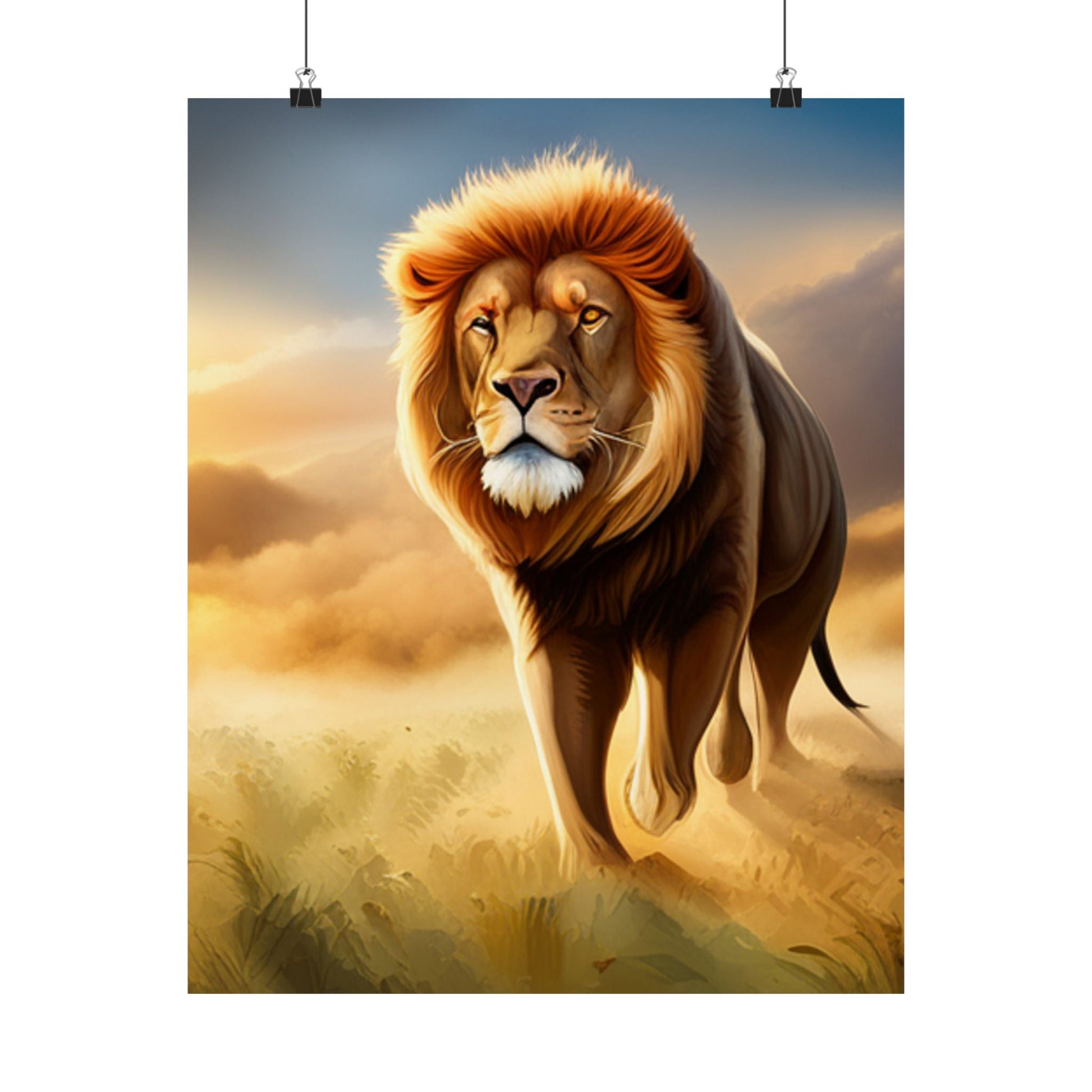 Majestätisches Löwe Satin Poster, Art Deco, Wandkunst - Familientruhe