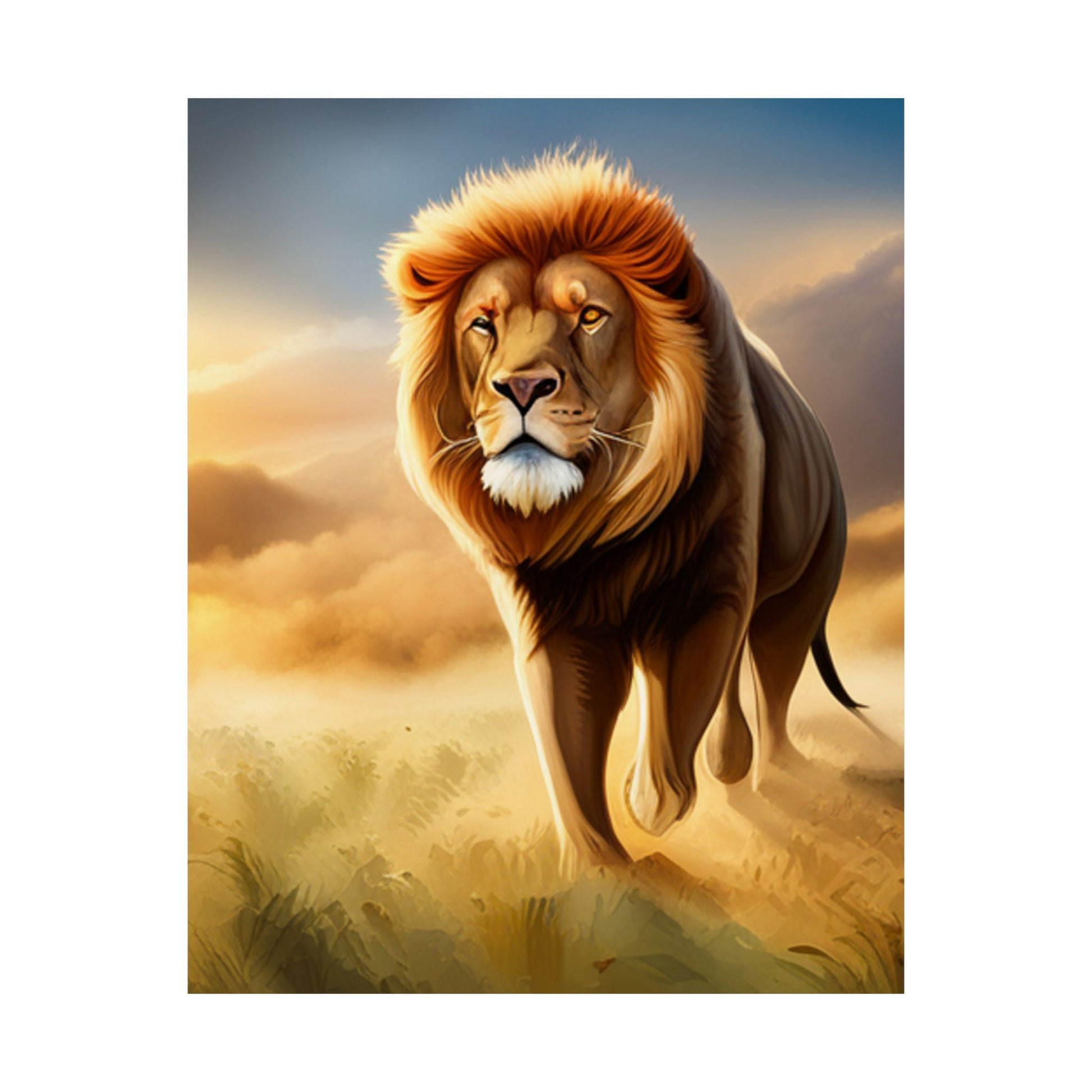 Majestätisches Löwe Satin Poster, Art Deco, Wandkunst - Familientruhe