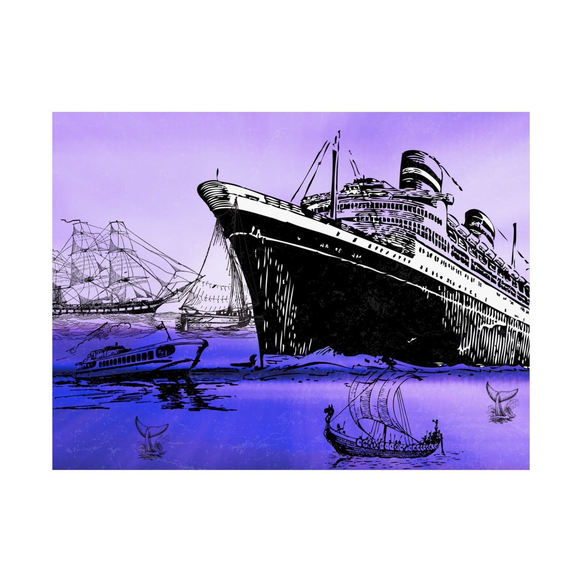 Maritimes Satin Poster, Vintage Schiffskunst Dekoration - Familientruhe