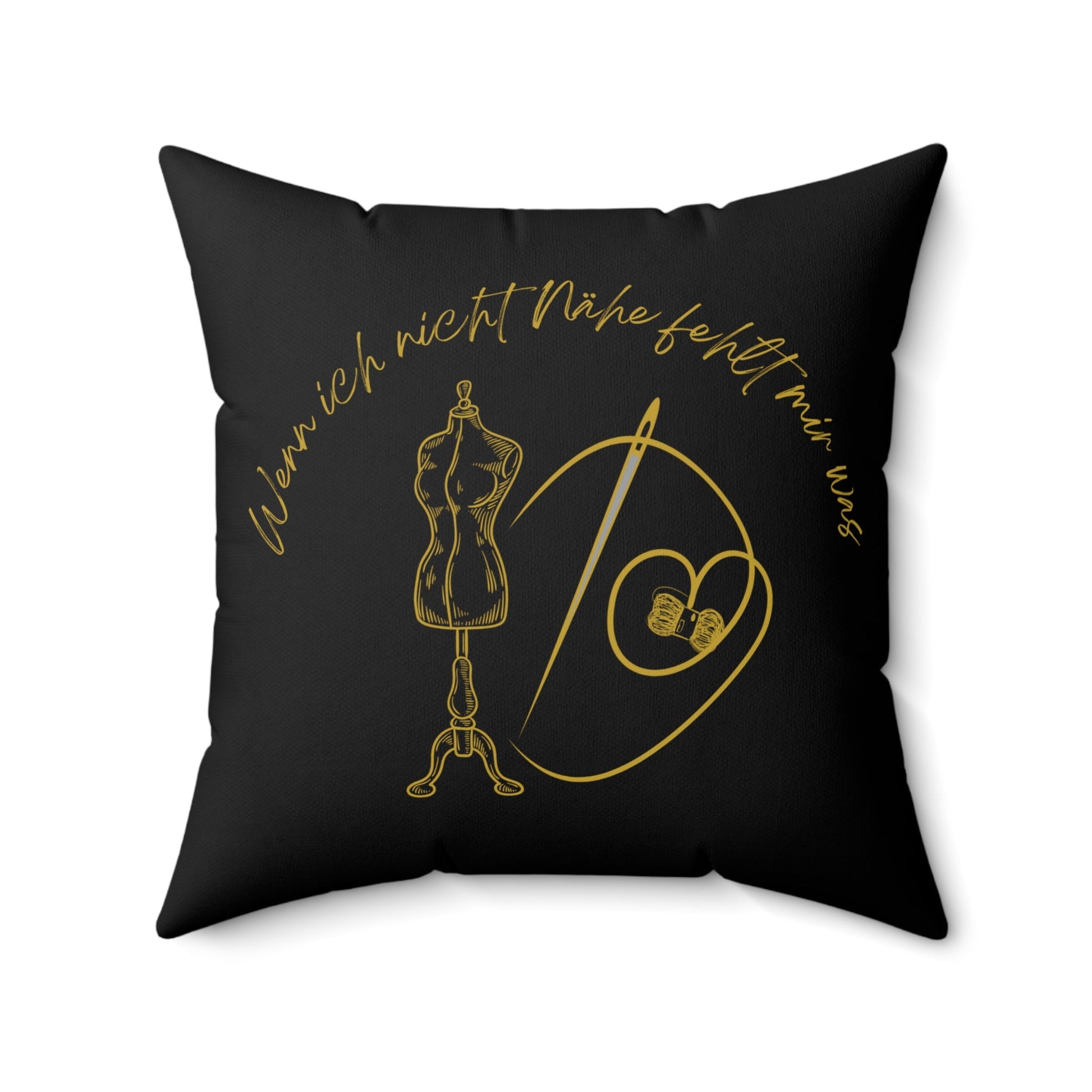 Quadratisches Kissen aus gesponnenem Polyester Motiv Nähen - Familientruhe