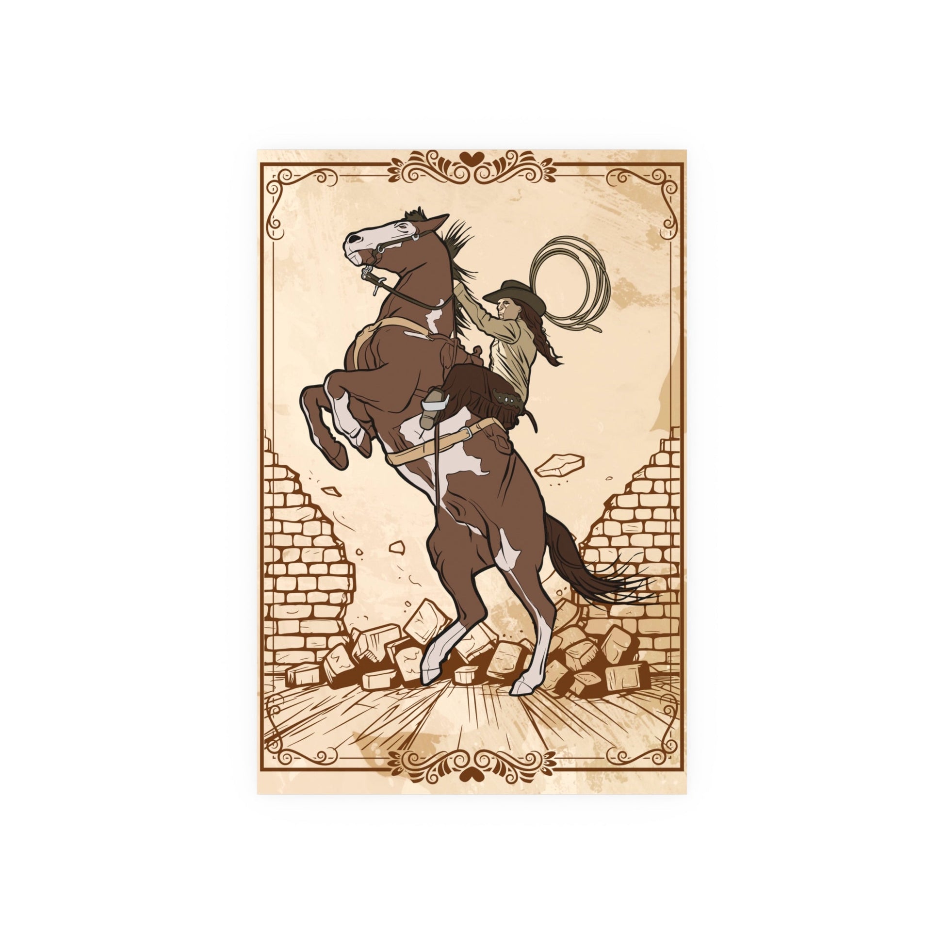 Rustikaler Pferde Kunstdruck, Vintage Pferde Poster - Familientruhe