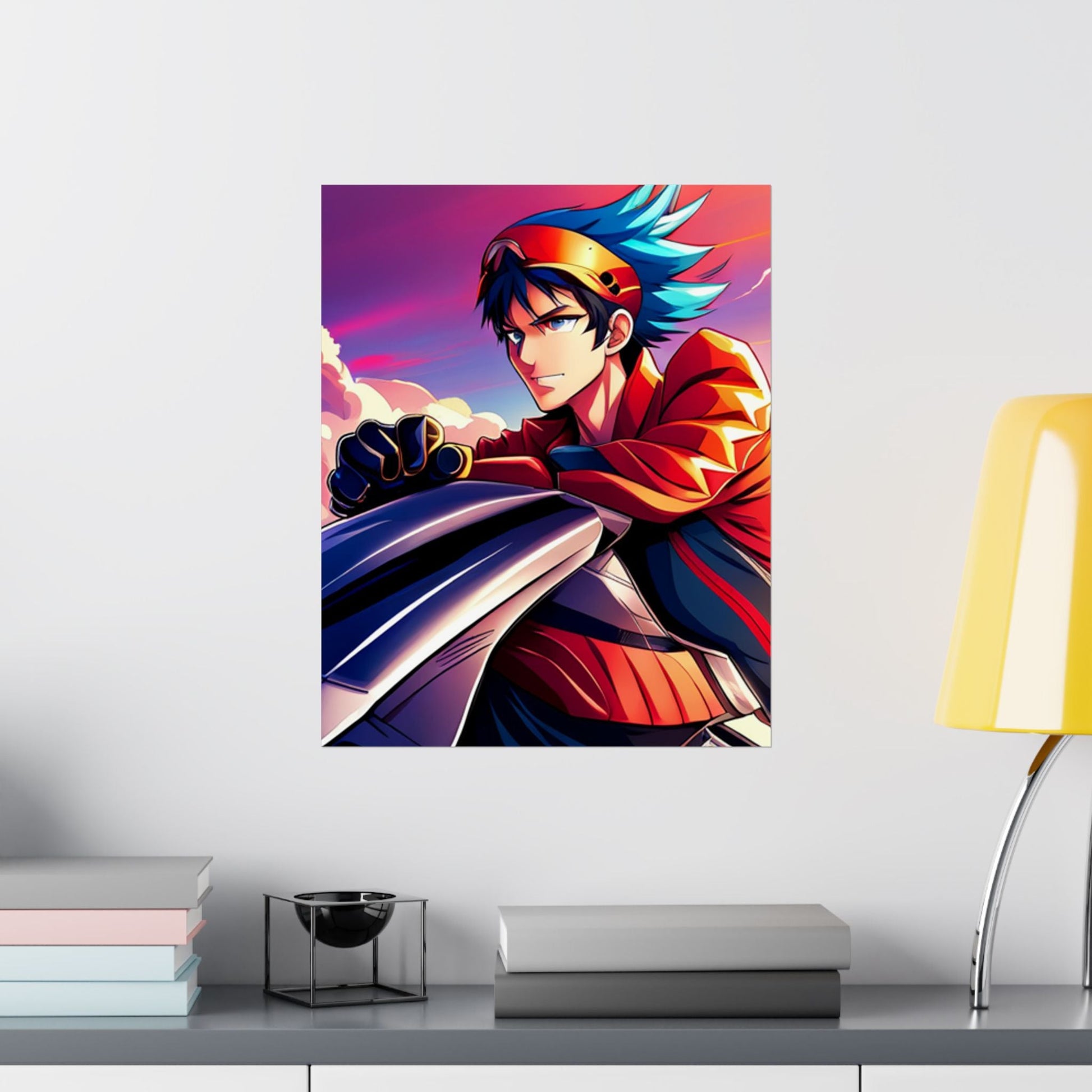 Satin Posterdruck – Lebendige Anime - Kunst zur Dekoration - Familientruhe