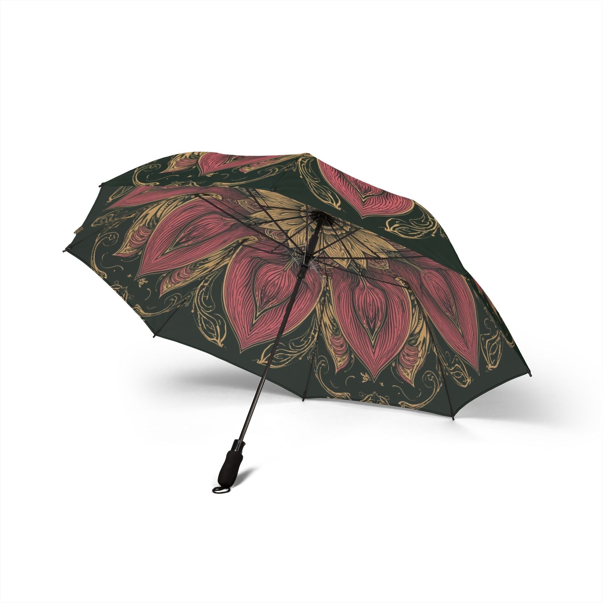 Schicker Regenschirm mit Blumenmuster – elegantes halbautomatisches Faltdesign - Familientruhe