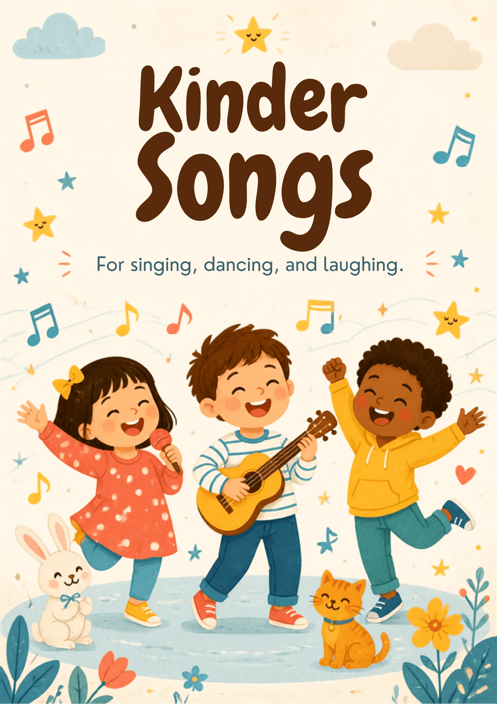 Regenlieder für Kinder mit 10 Songs Nummer 2 - fröhliche Kinder im Regen, singen und tanzen.