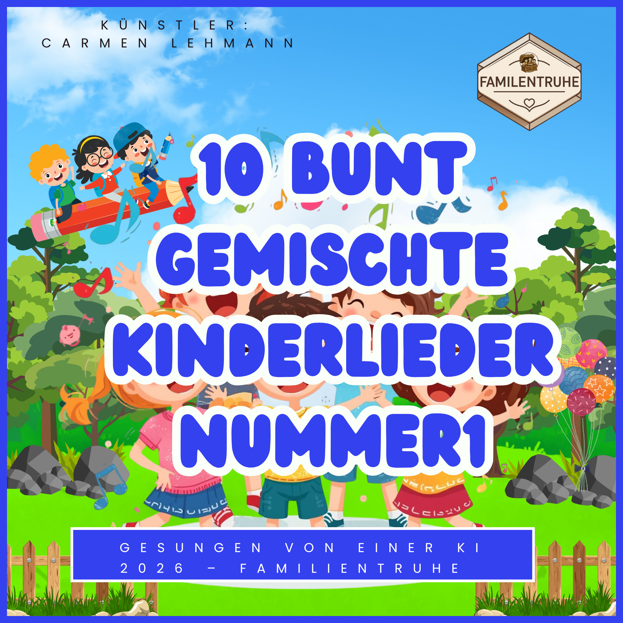 10 Bunt gemischte Kinderlieder Nummer 1 - Mega Spar-Paket, fröhliche Kinder singen und tanzen im Freien.