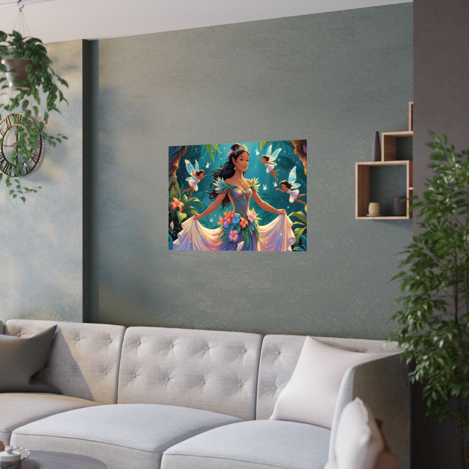 Zauberhafter Feen-Wandkunstdruck, Verträumtes Wohndekor, buntes Poster für Kinderzimmer, Fantasy-Kunst, Geschenk für Feenliebhaber