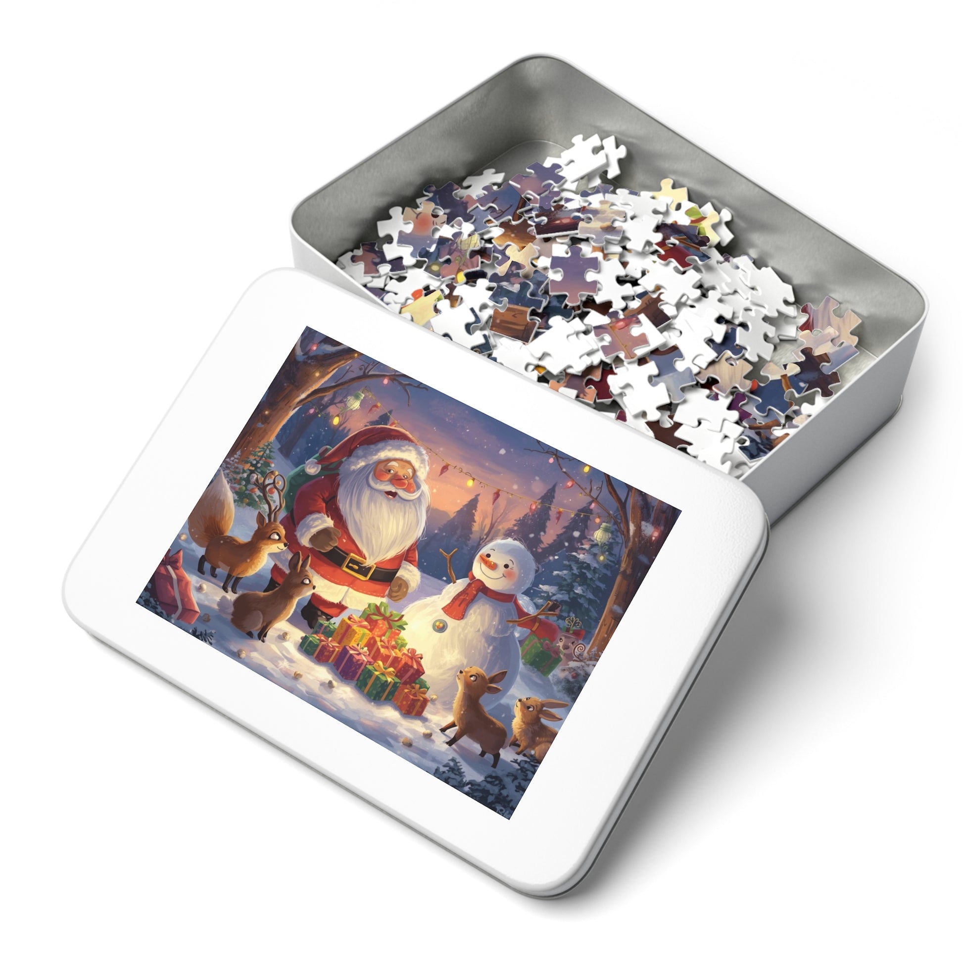 Weihnachtspuzzle mit Dose, Weihnachtspuzzle-Geschenk, Winterwunderland, Familienspielabend, Festliche Wohndekoration