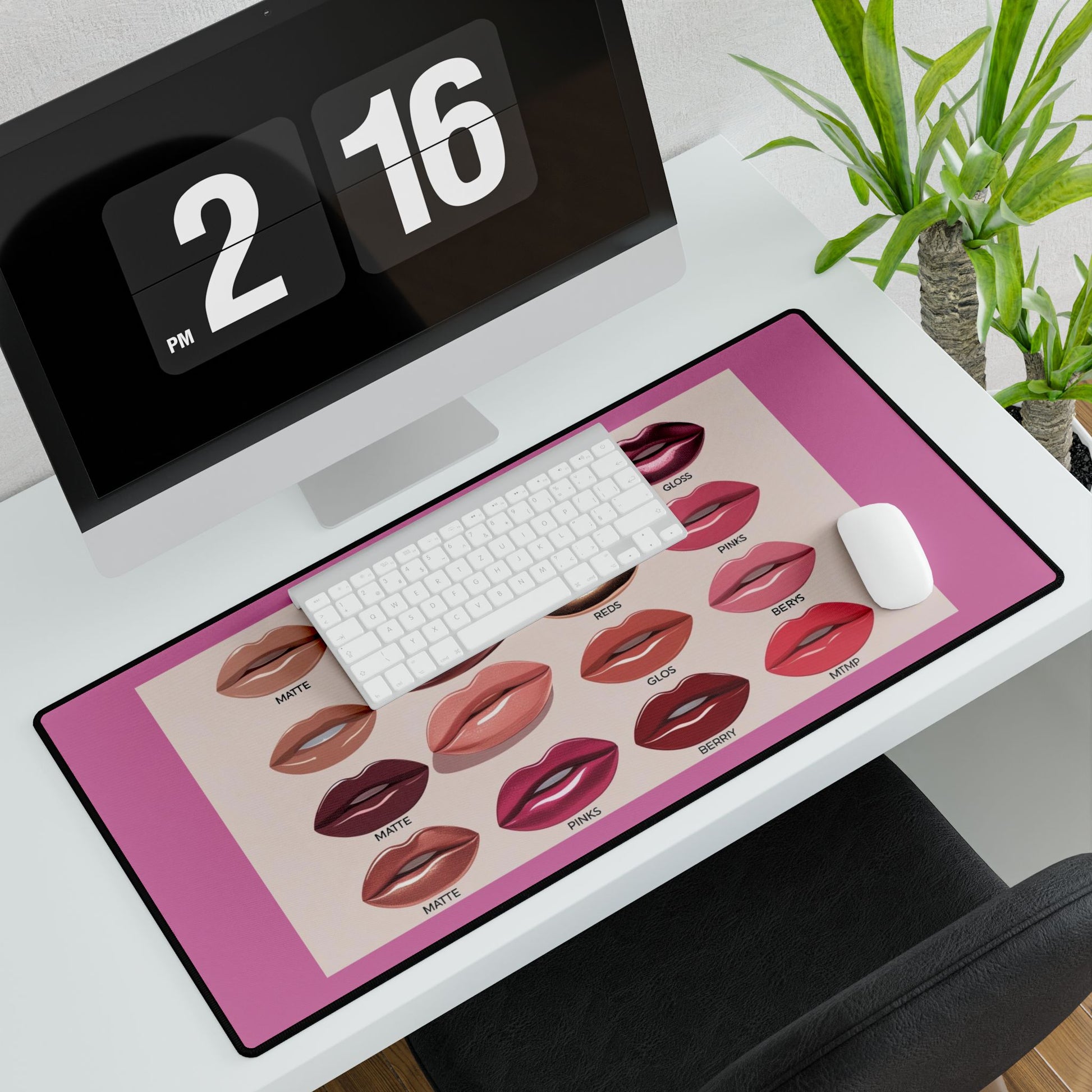 Lippenstiftfarbene Schreibtischunterlage - Glamouröses Bürodekor, Beauty-Geschenk, Schreibtischaccessoire für Makeup-Liebhaber, stilvolle Arbeitsplatz-Essentials