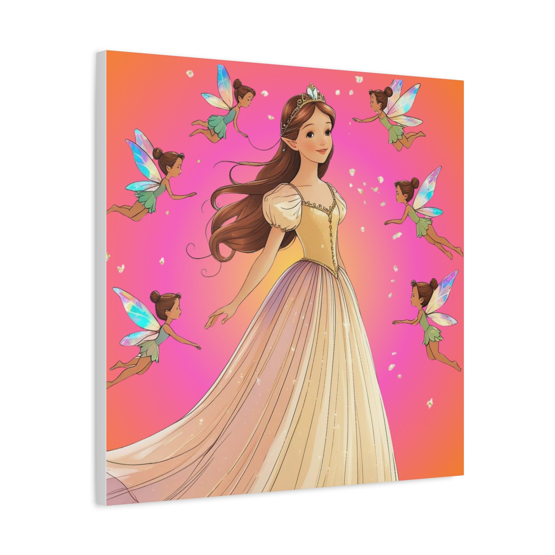Leinwandbild „Prinzessin-Fee“, Zauberhafte Wanddekoration für Kinderzimmer, Zauberhafte Wohndekoration, Geschenk für Geburtstage und Feiern