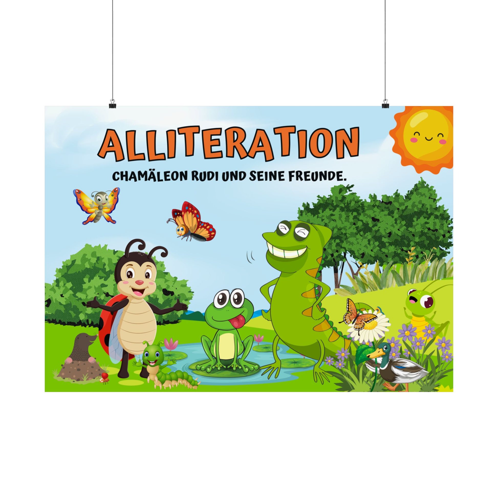 Kinder-Lernposter aus Satin, Kinderzimmer-Dekor, Klassenzimmer-Wandkunst, Alliterationsthema, Lerndekor, lustige Kindergeschenke
