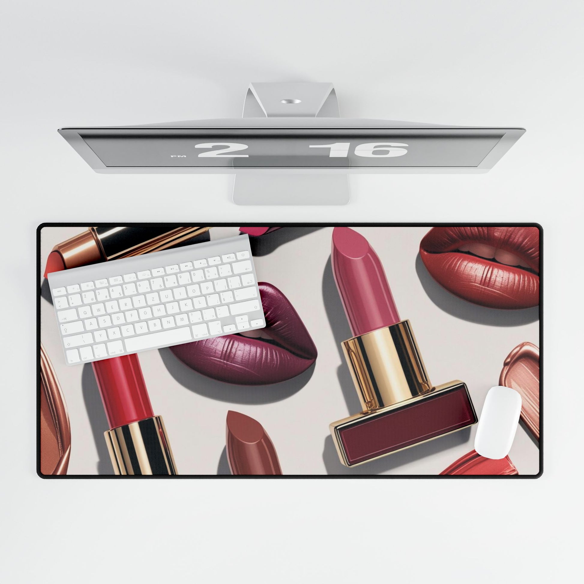 Schicke Lippenstift-Schreibtischmatte | Makeup-inspirierte Schreibtischunterlage, Bürodekor, Geschenk für Beauty-Liebhaber, mädchenhaftes Arbeitsplatz-Accessoire