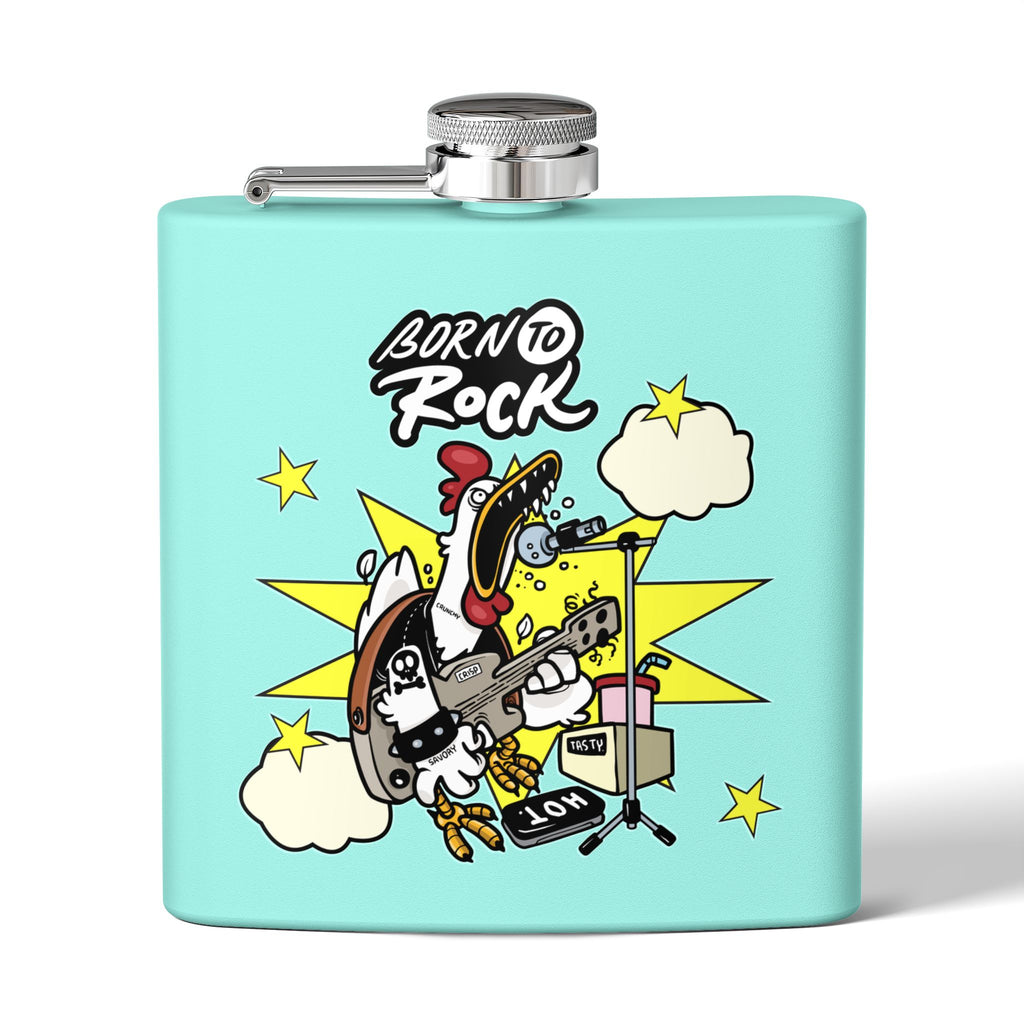 Edelstahl-Flachmann „Born to Rock“ – 170 ml Party-Accessoire zum Thema Musik