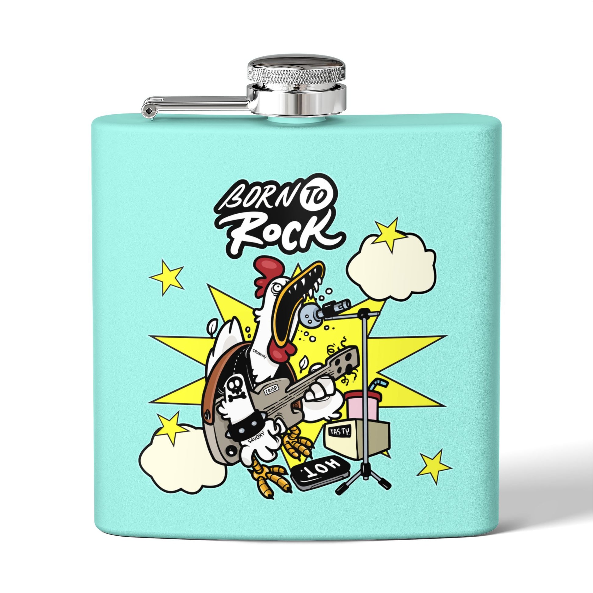 Edelstahl-Flachmann „Born to Rock“ – 170 ml Party-Accessoire zum Thema Musik