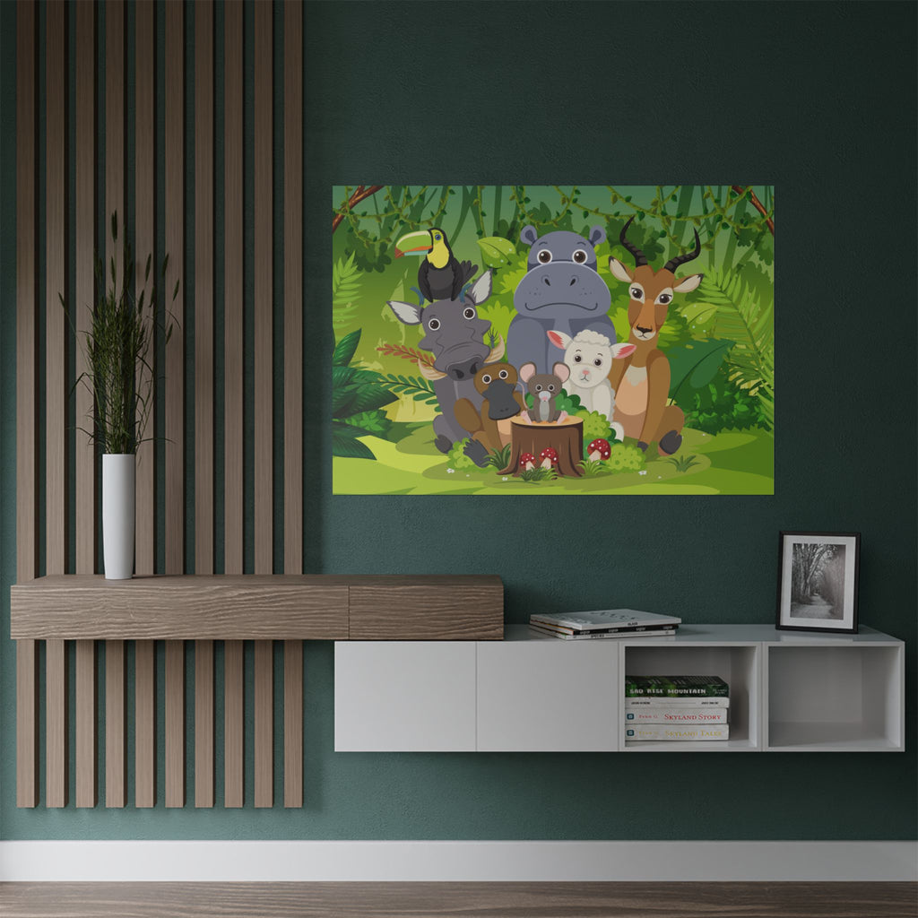 Naturinspirierte Tier-Satin-Poster, Kinderzimmer Dekor, Dschungeltiere Wandkunst, Kinderzimmer Wanddekoration, Geschenk für Tierliebhaber