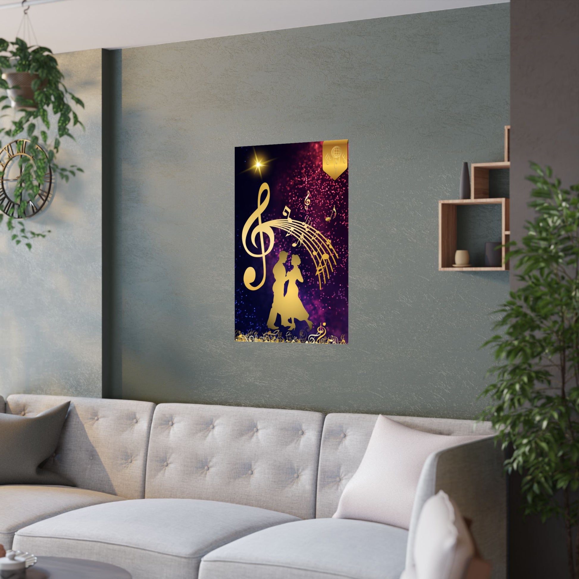 Elegantes Satin-Poster mit Musikthema, romantische Wandkunst, perfekt für Musiker, Geschenk für Musikliebhaber, Heimdekoration, Jubiläumsgeschenk